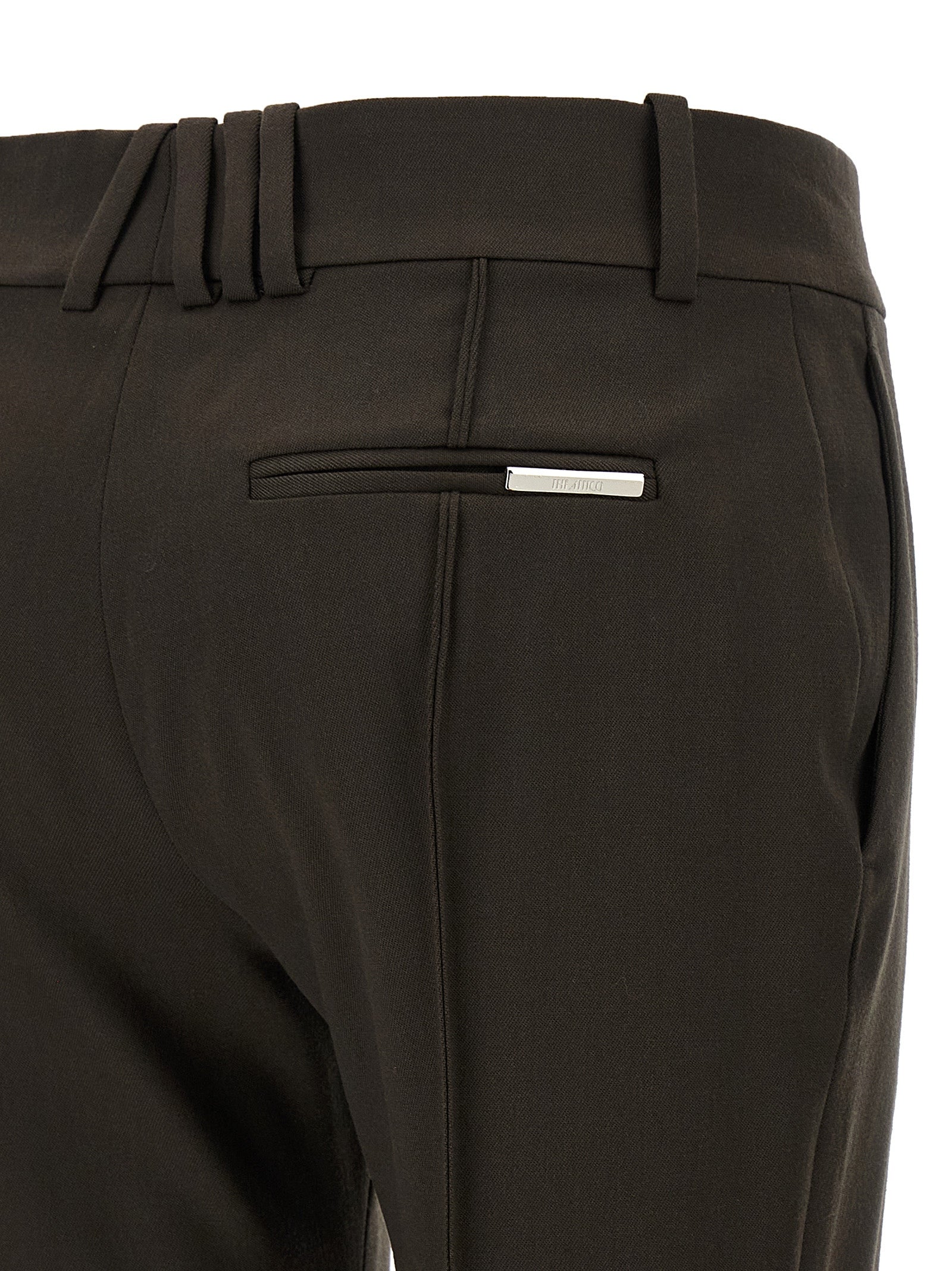 The Attico Braune Hose aus reiner Schurwolle mit ausgestelltem Bein
