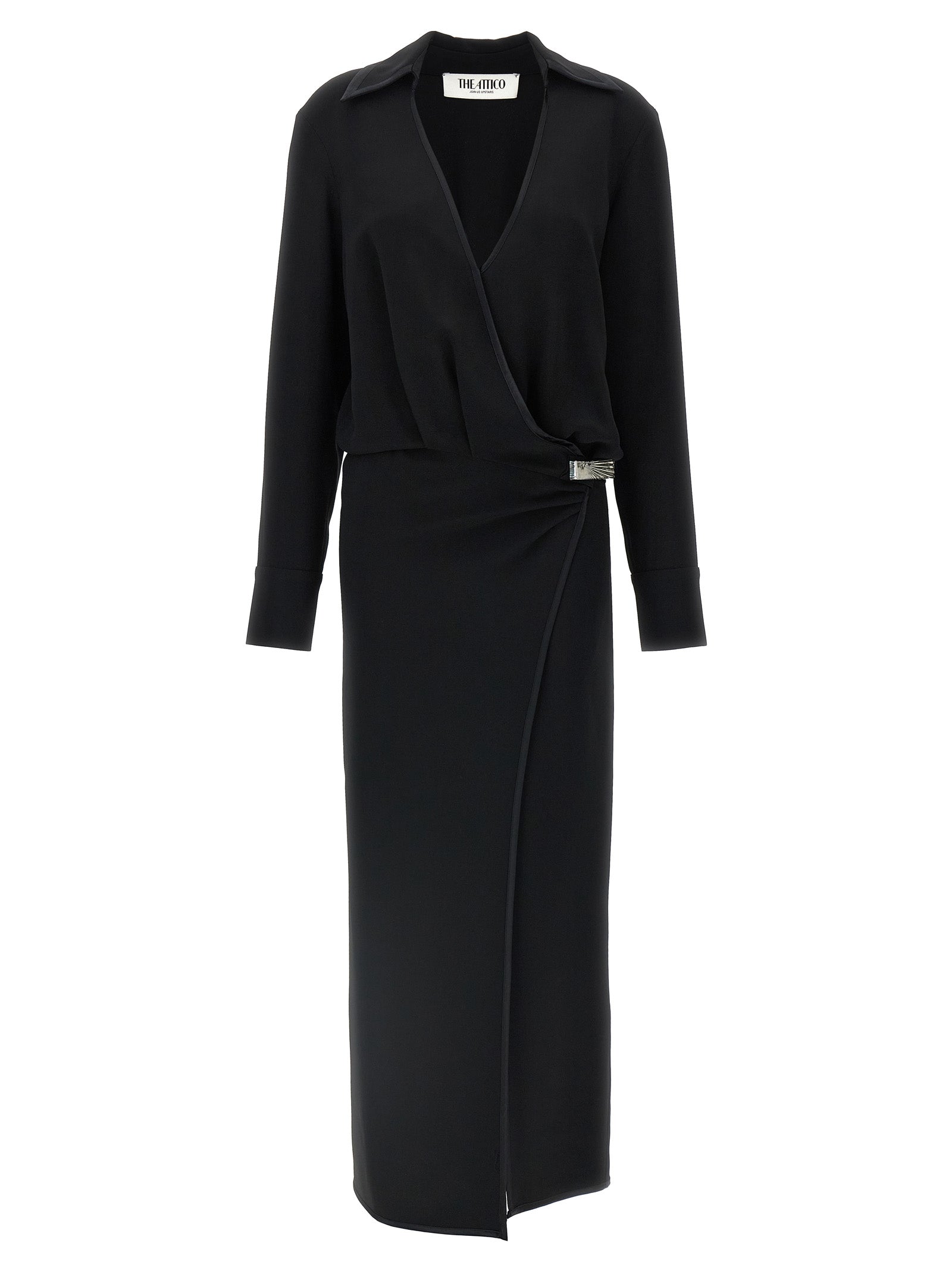 The Attico Schwarzes Midi-Kleid aus Maraboufeder