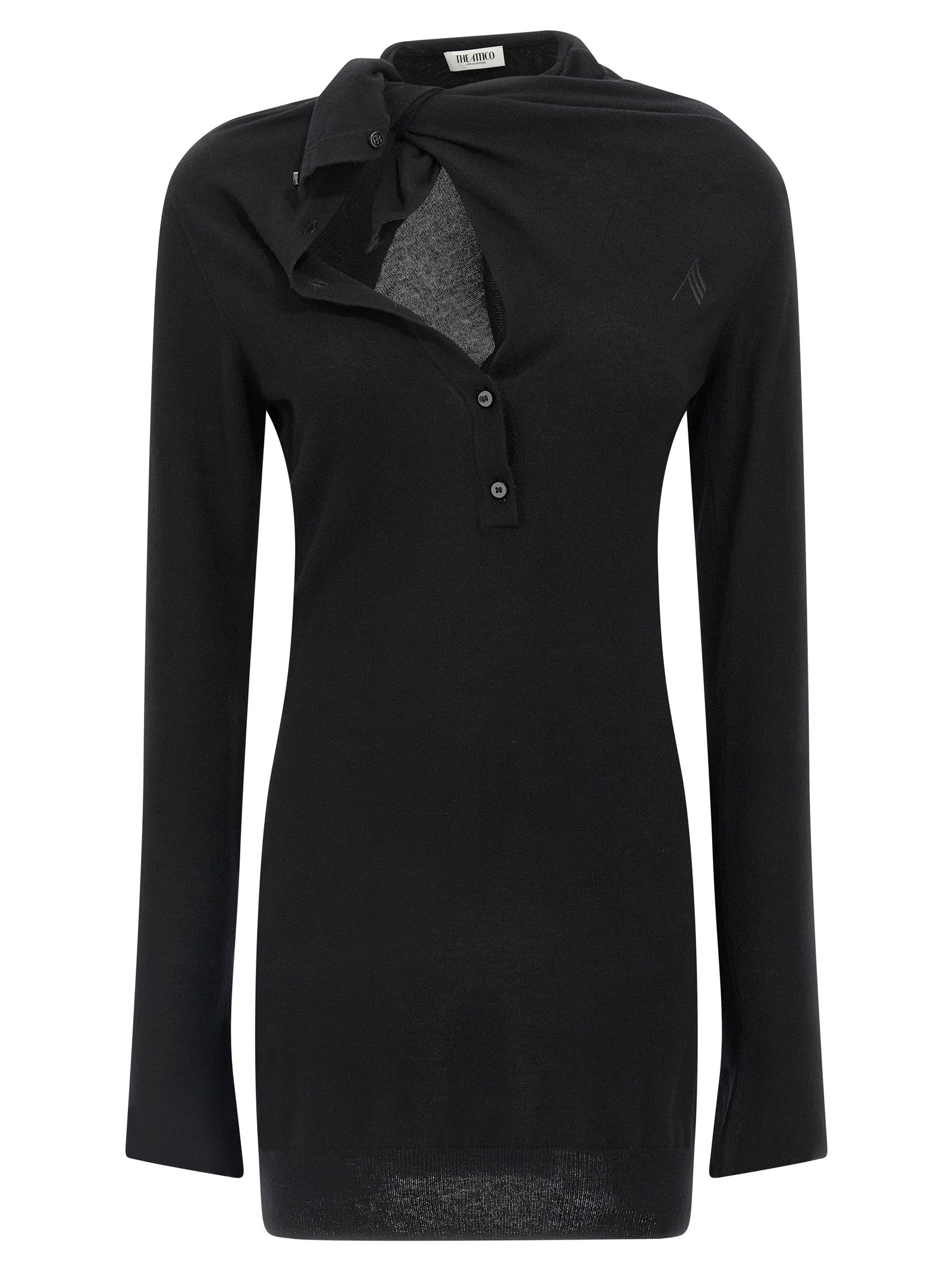 The Attico Kurzes Kleid aus schwarzer Schurwolle