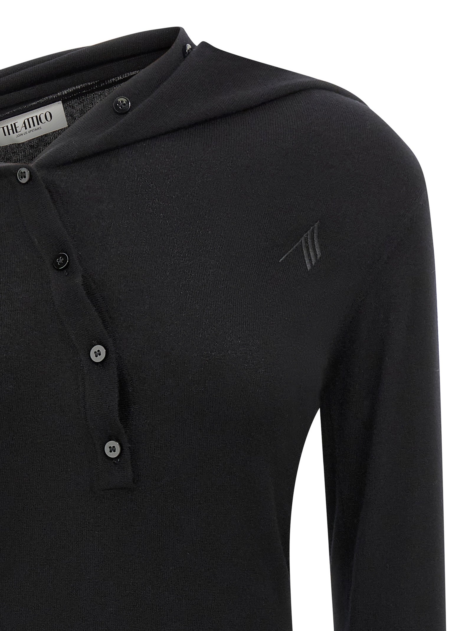 The Attico Kurzes Kleid aus schwarzer Schurwolle