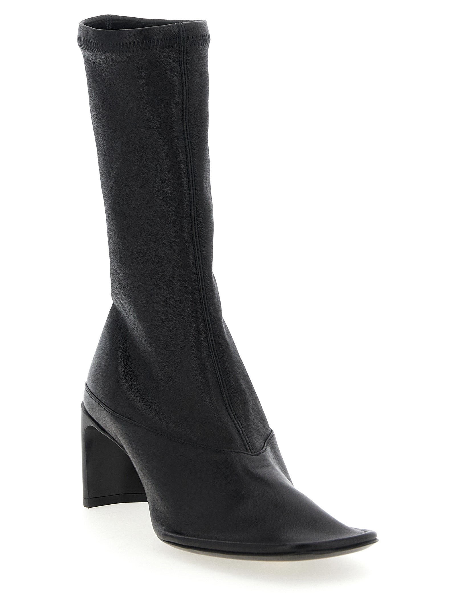 Jil Sander Schwarze Stiefeletten aus Lammleder