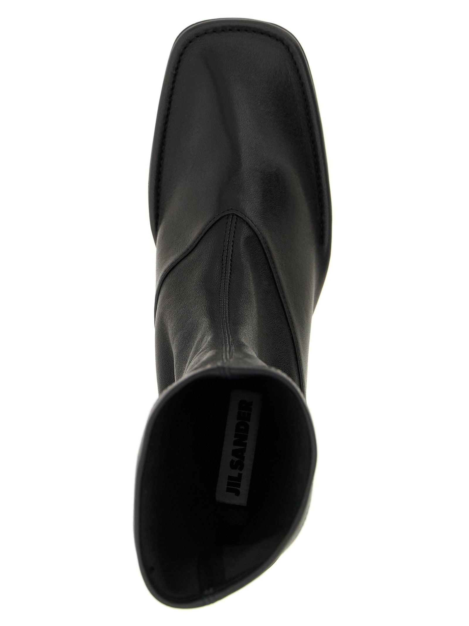 Jil Sander Schwarze Stiefeletten aus Lammleder
