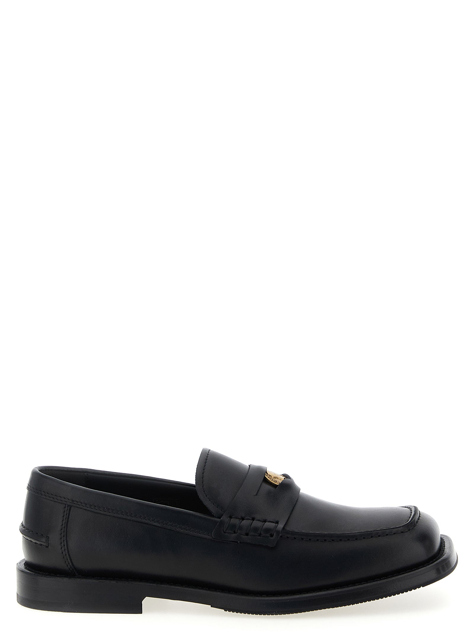 Moschino Schwarze Loafer aus Samt und Leder zum Hineinschlüpfen