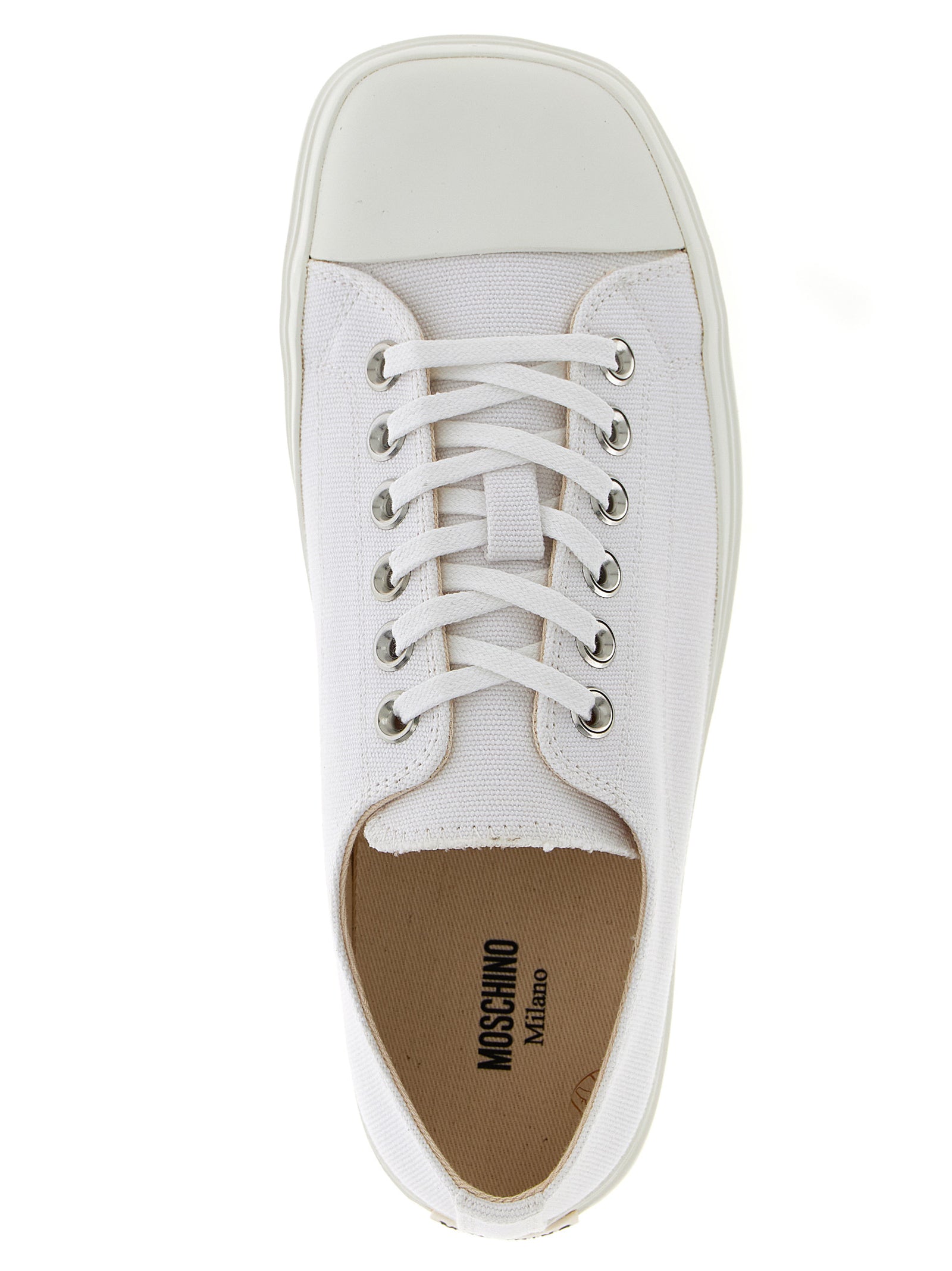 Moschino Weiße Low-Top-Sneaker aus Baumwolle