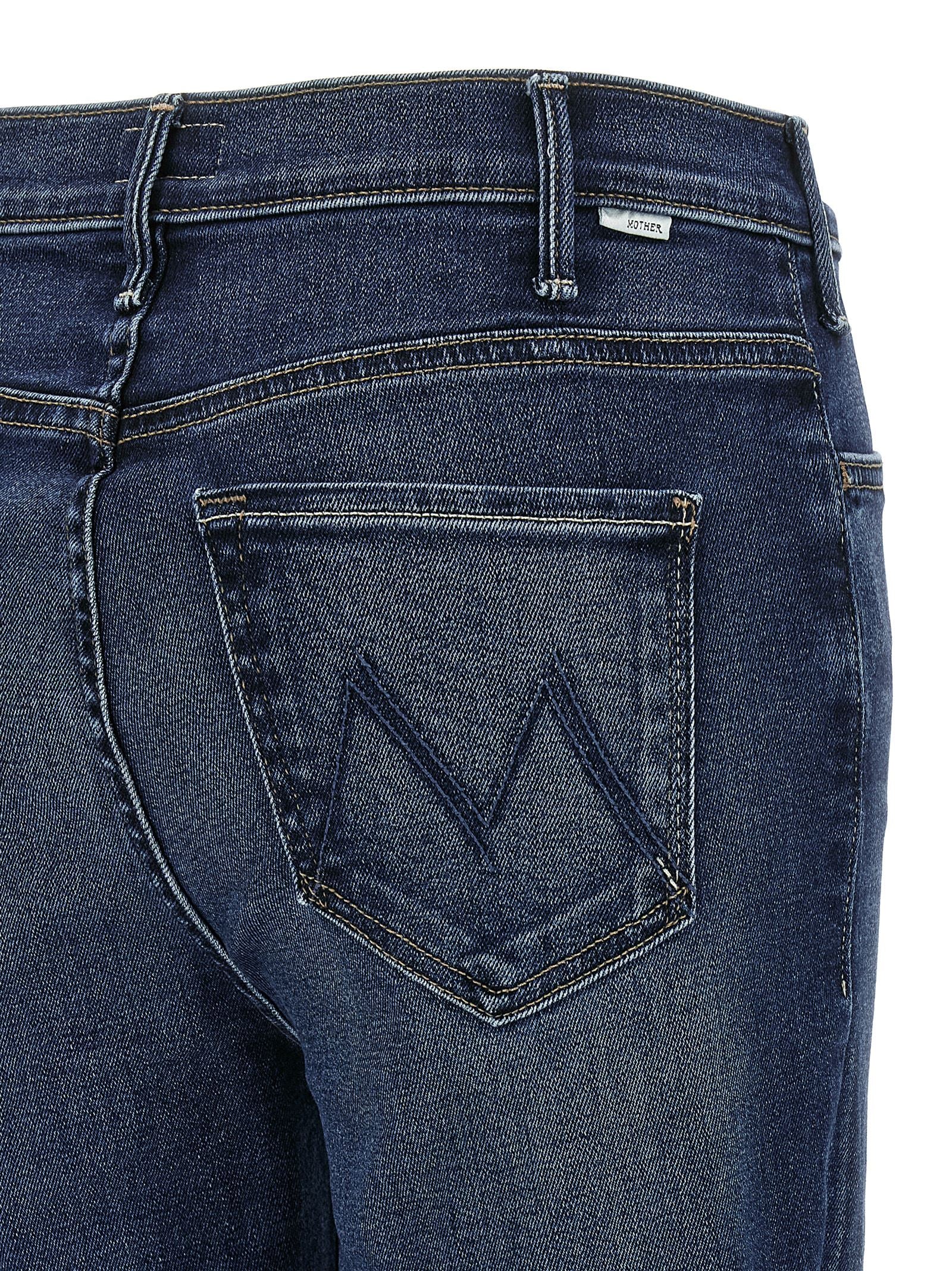 Mother Denim Blaue Baumwoll-Jeans mit ausgestelltem Bein