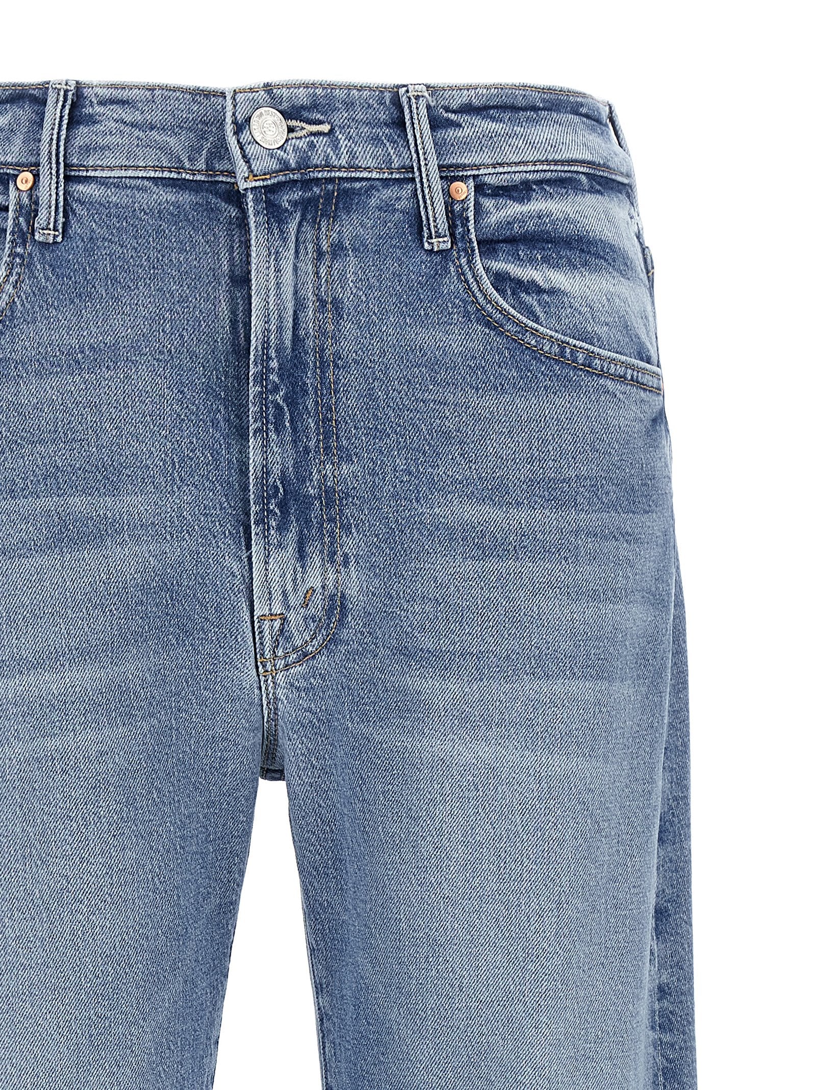 Mother Denim Blaue High-Waist Jeans aus Baumwolle