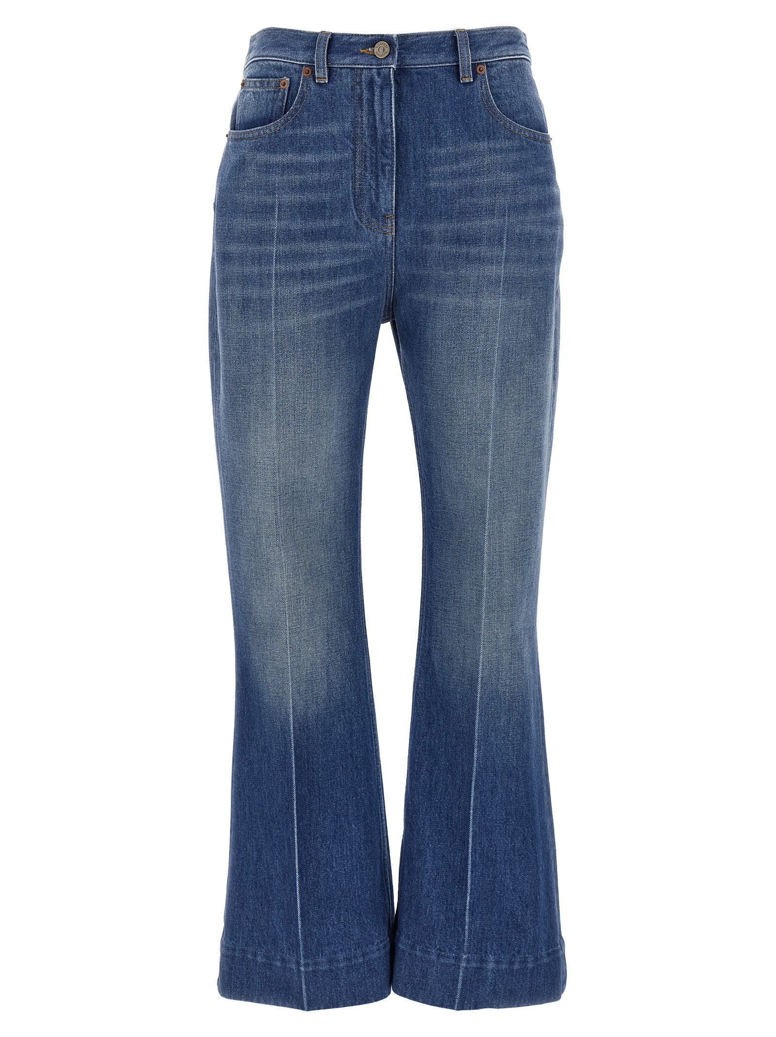 Valentino Garavani Blaue Baumwoll-Jeans mit ausgestelltem Bein