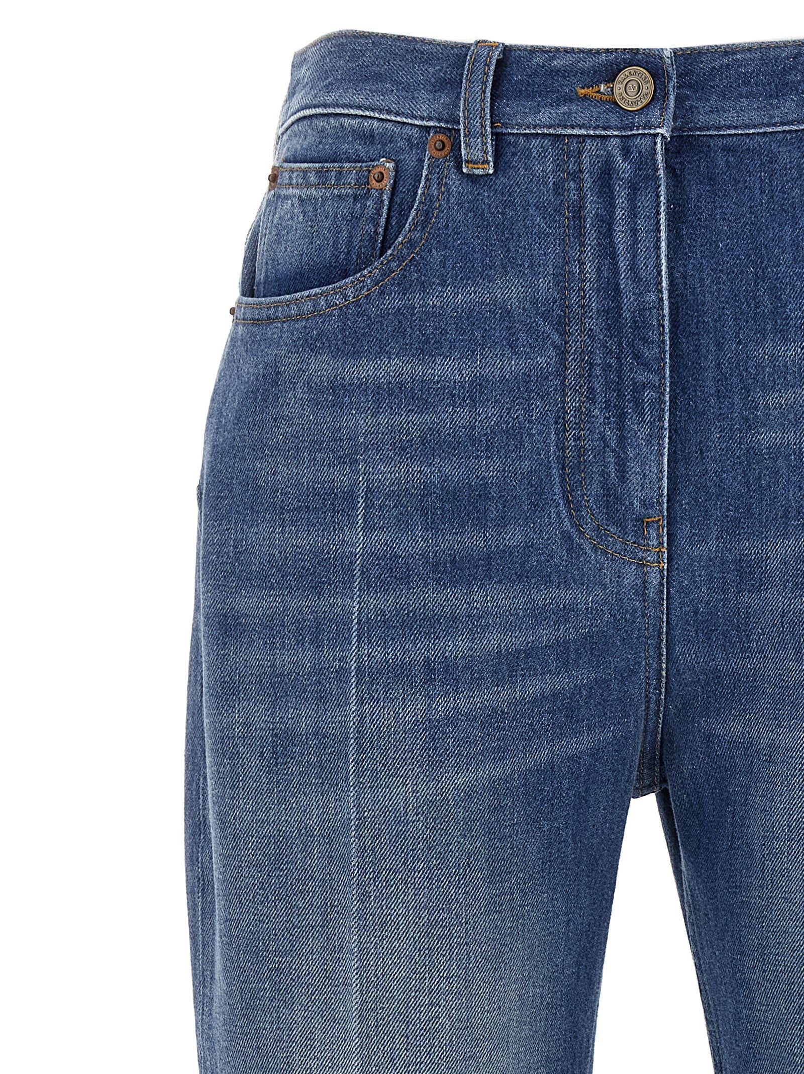 Valentino Garavani Blaue Baumwoll-Jeans mit ausgestelltem Bein