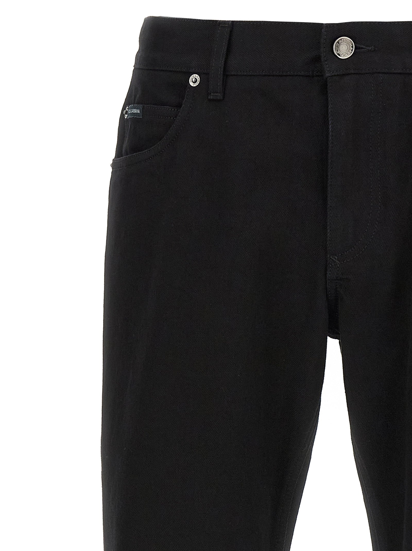 Dolce & Gabbana Schwarze Baumwoll-Jeans mit geradem Bein