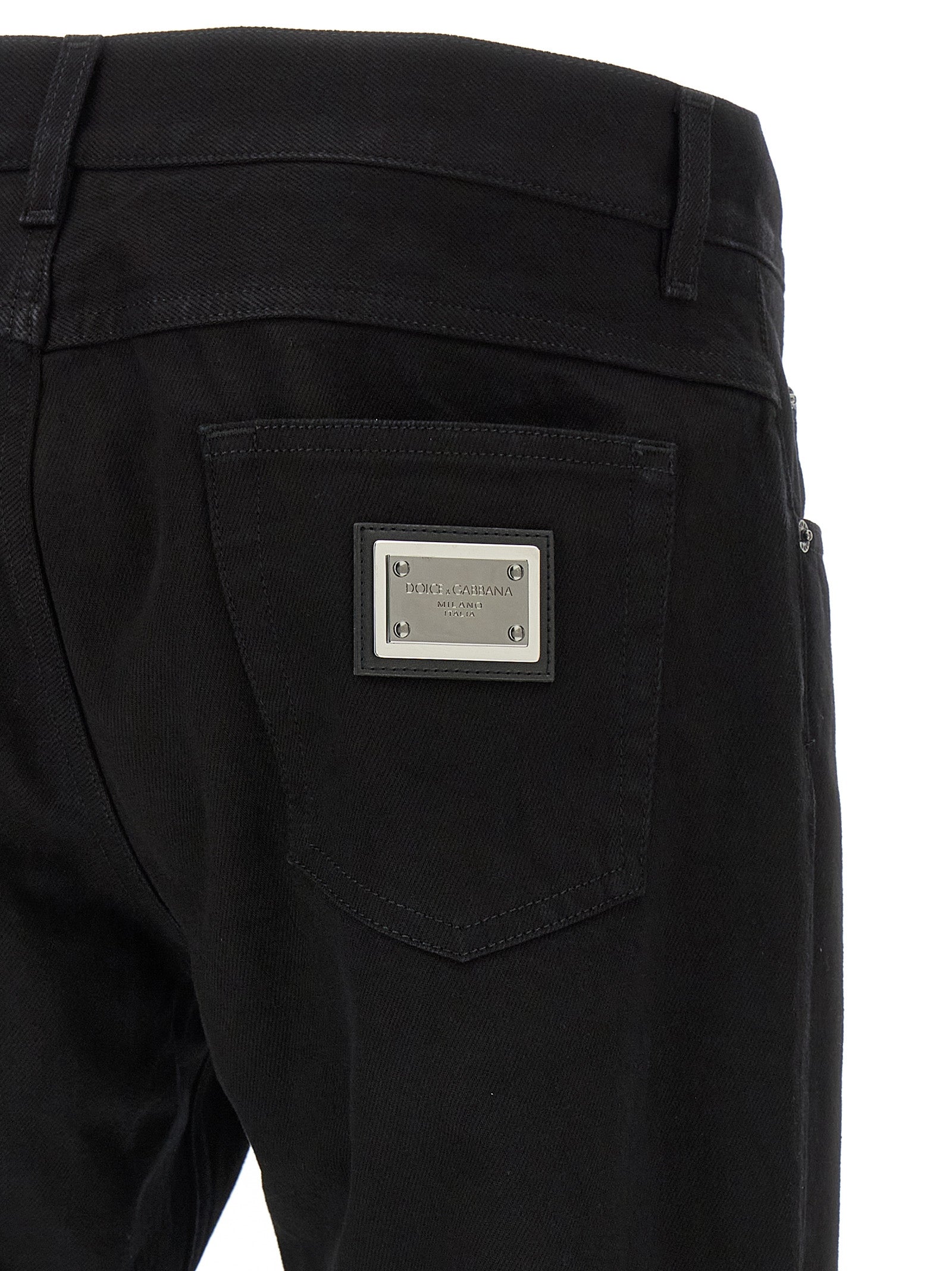 Dolce & Gabbana Schwarze Baumwoll-Jeans mit geradem Bein