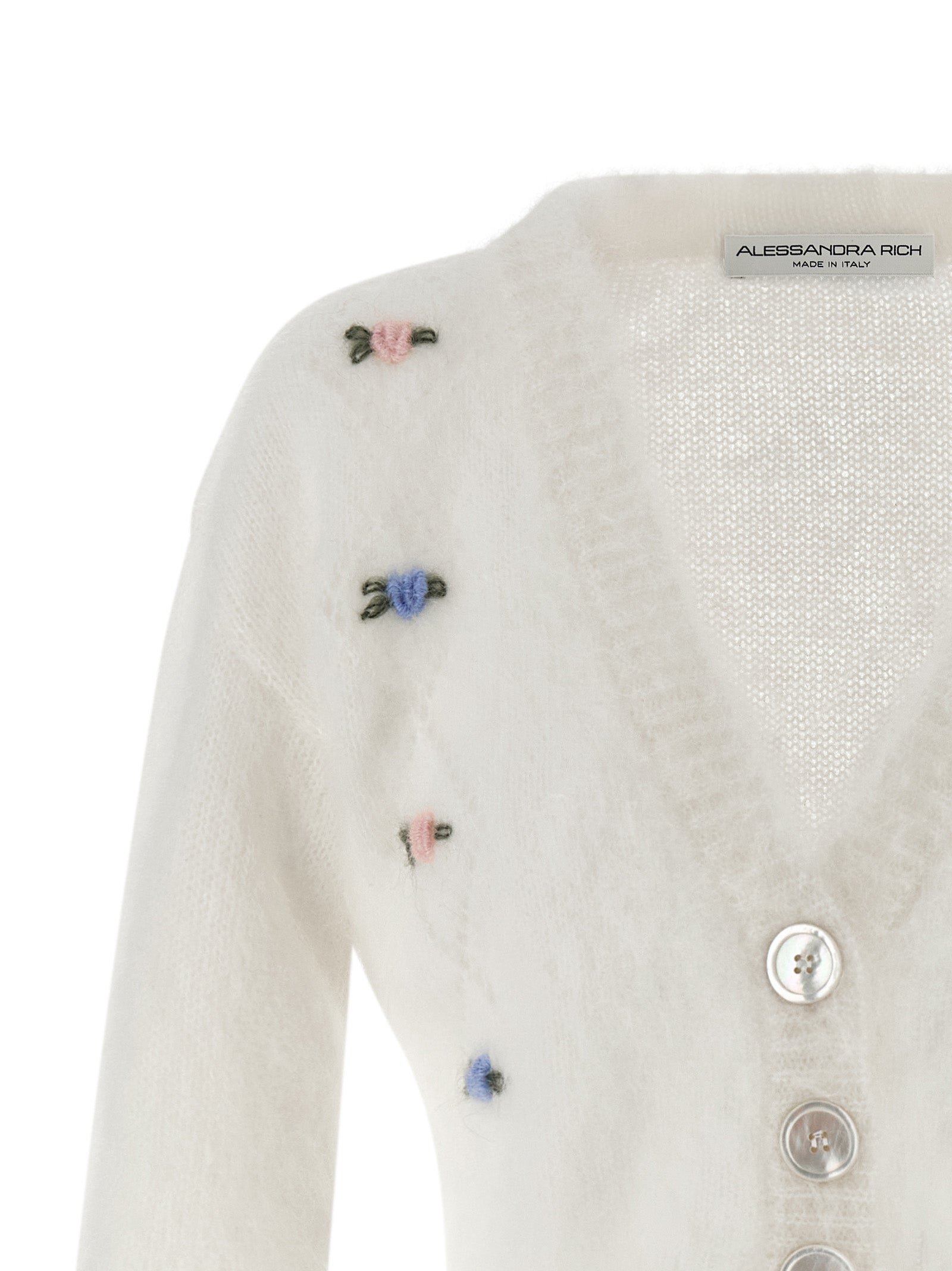 Alessandra Rich Weiße Wollstrickjacke