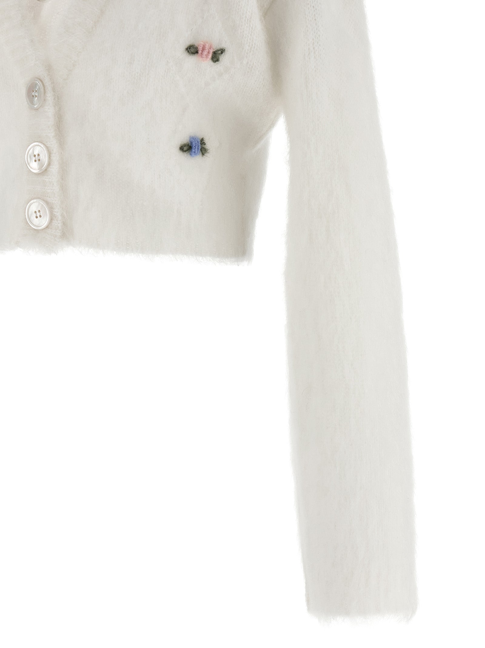 Alessandra Rich Weiße Wollstrickjacke