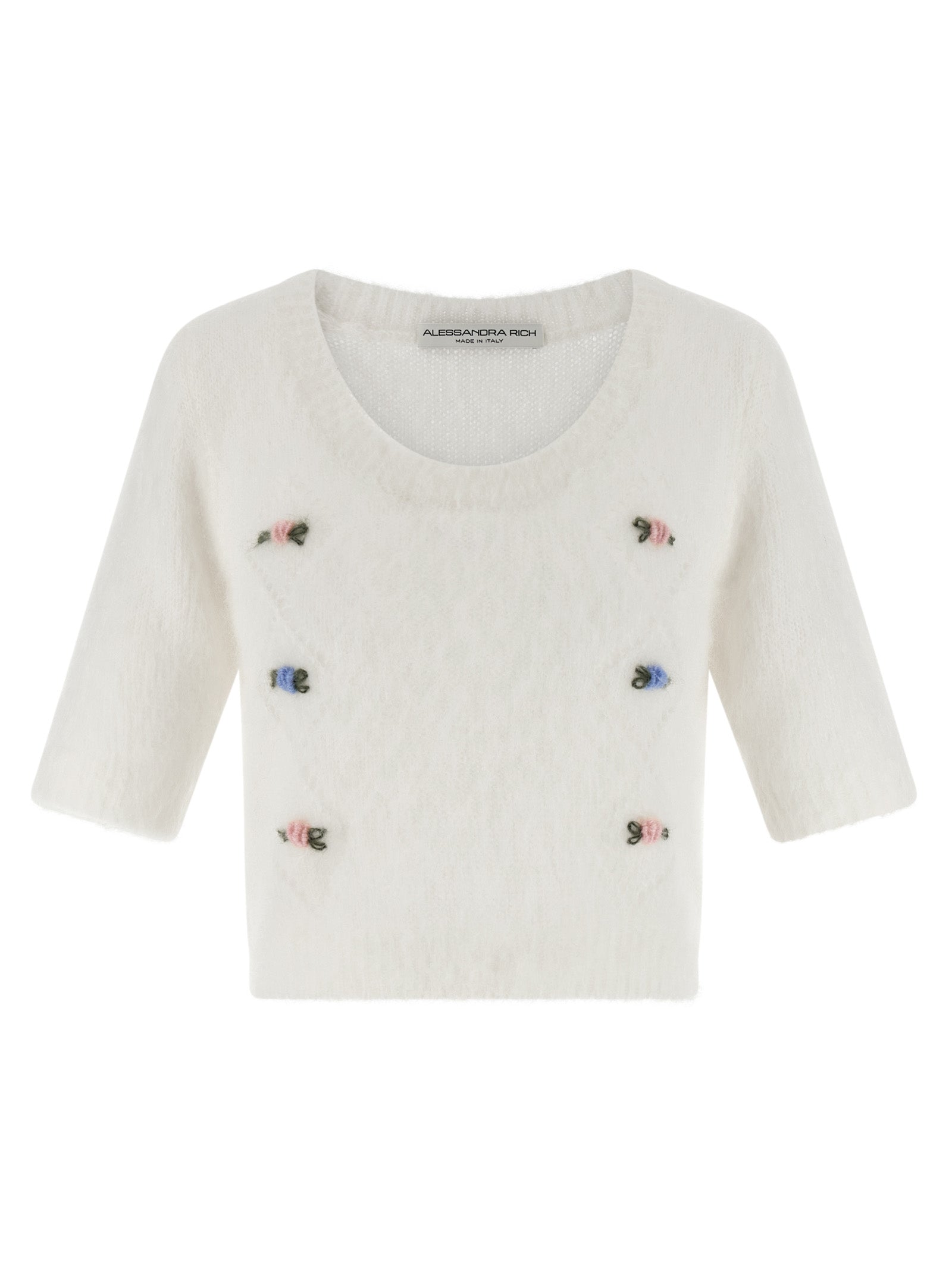 Alessandra Rich Weiße Wollstrickjacke