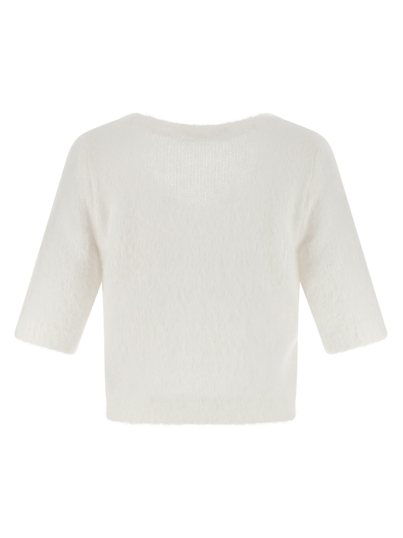 Alessandra Rich Weiße Wollstrickjacke