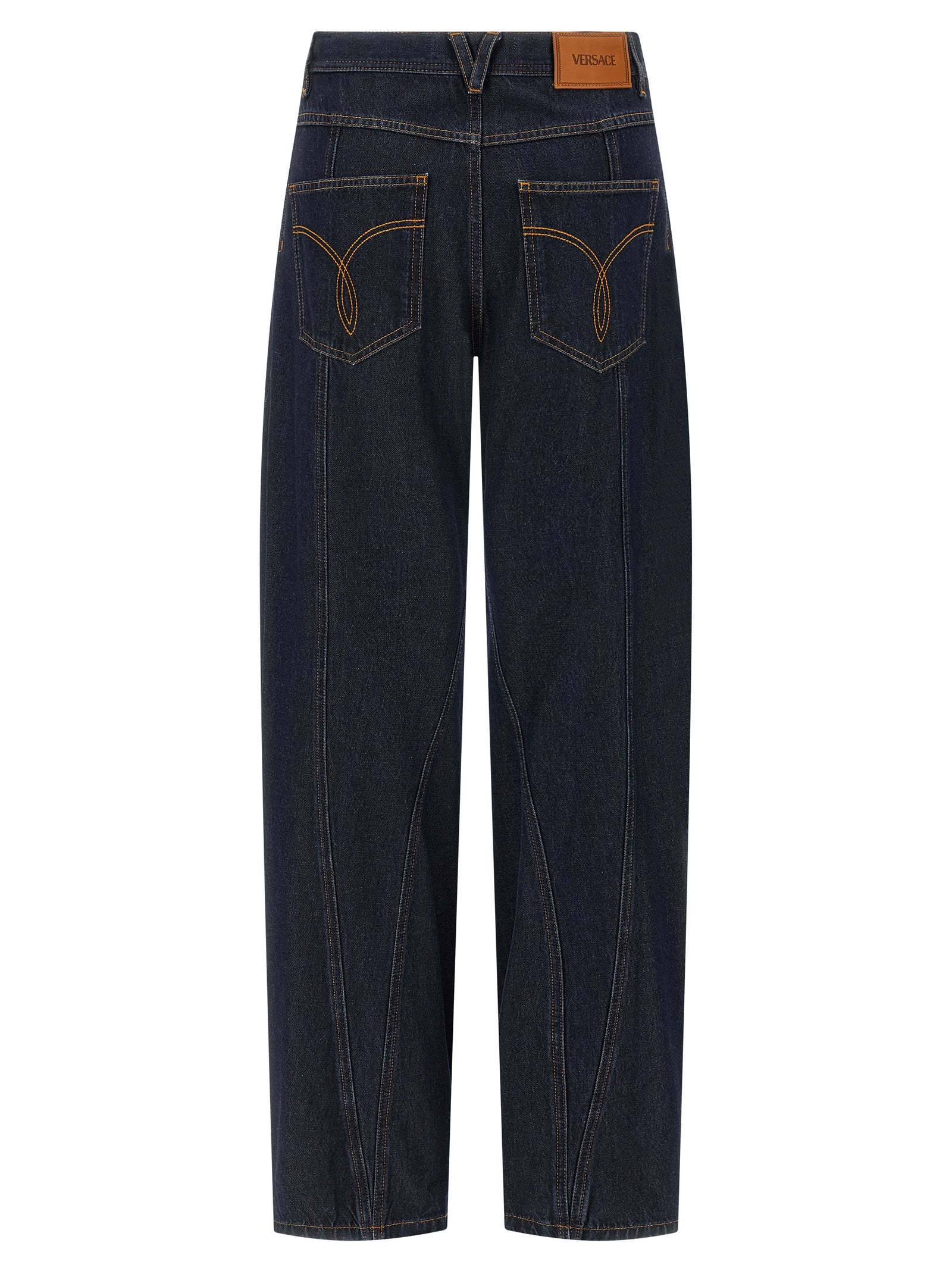 Versace Blaue High-Waist Jeans aus Baumwolle