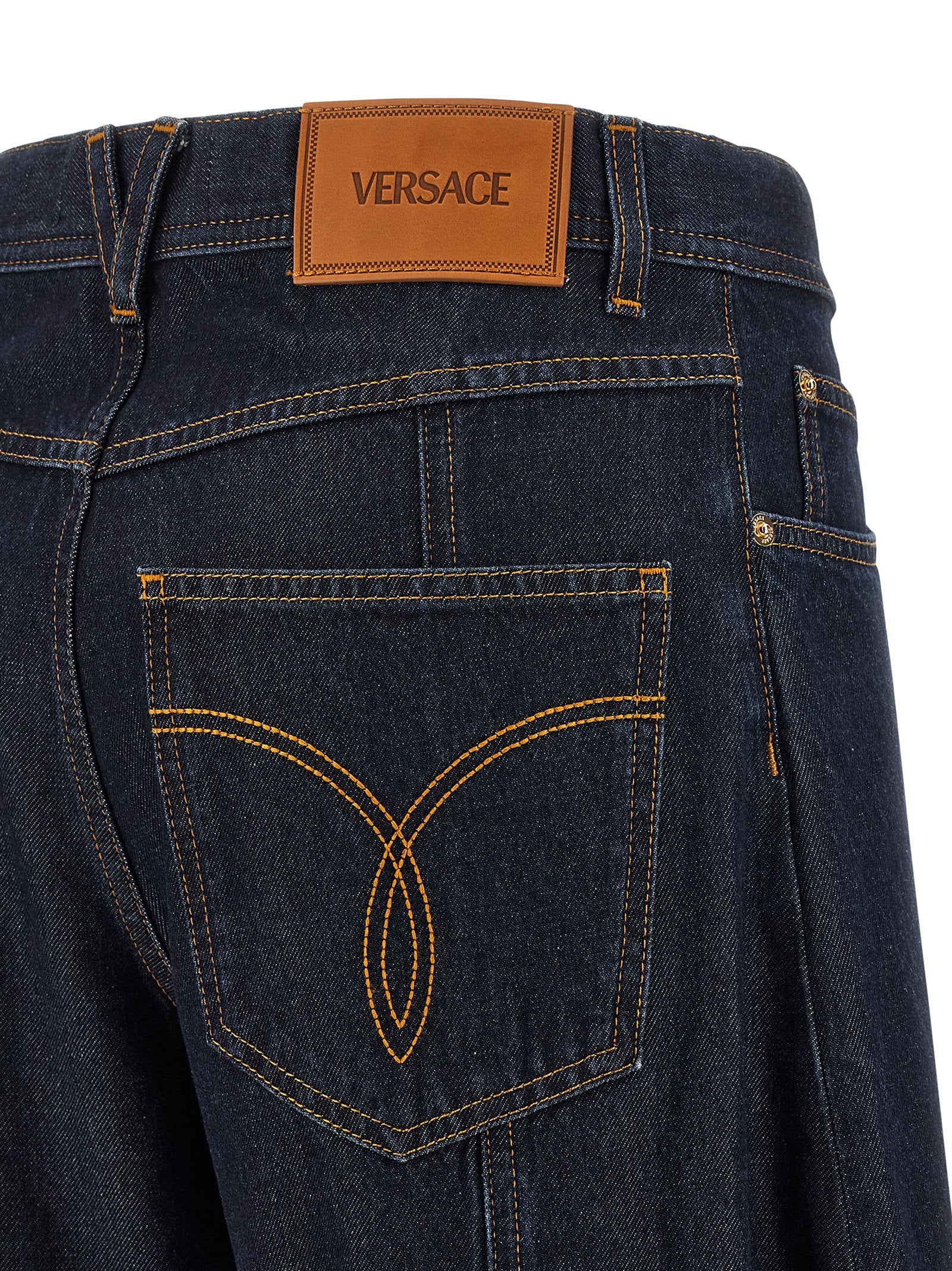 Versace Blaue High-Waist Jeans aus Baumwolle
