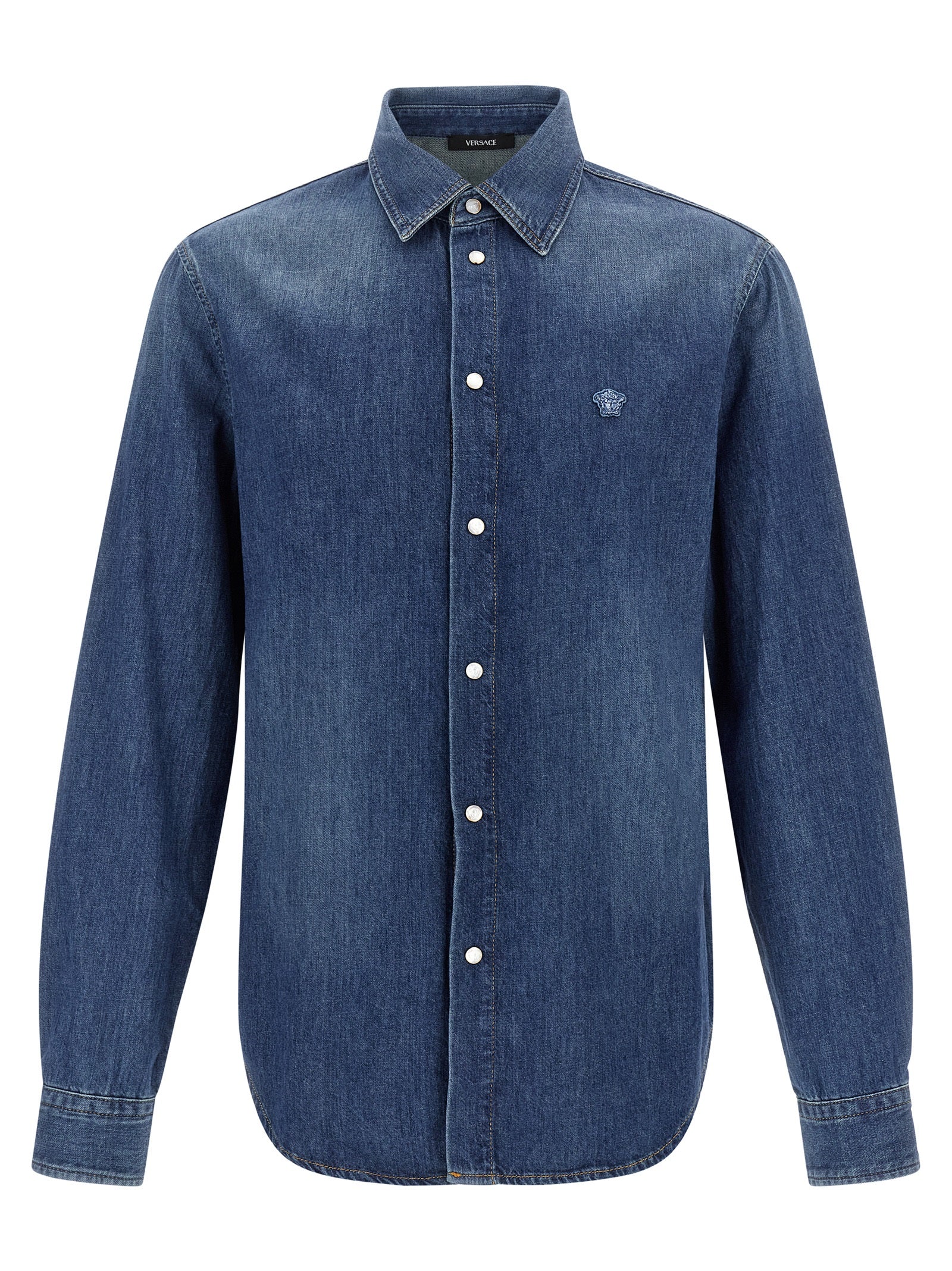 Versace Blaue Baumwollbluse
