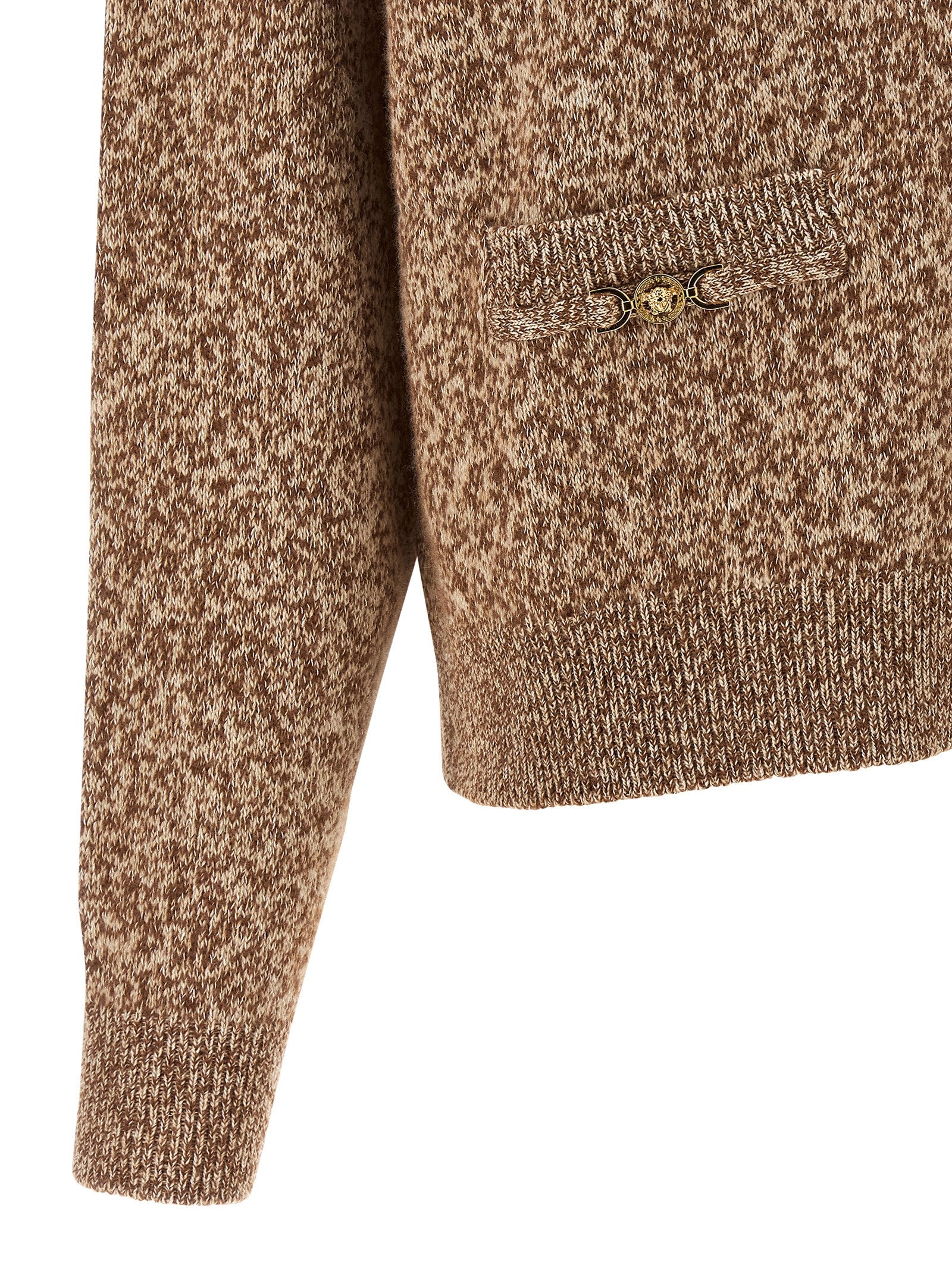 Versace Beige Virgin Wool Cardigan