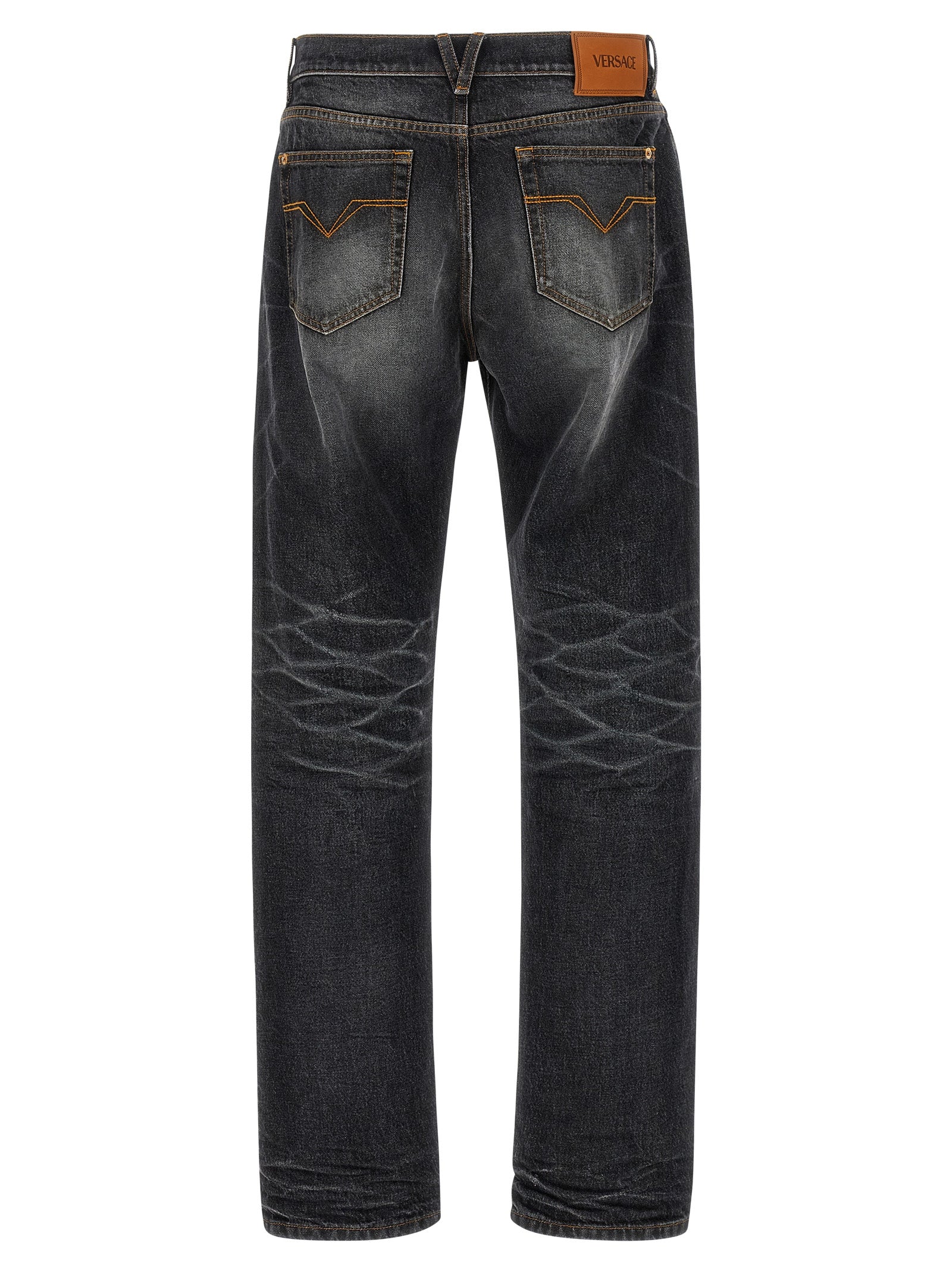 Versace Schwarze Baumwoll-Jeans mit geradem Bein