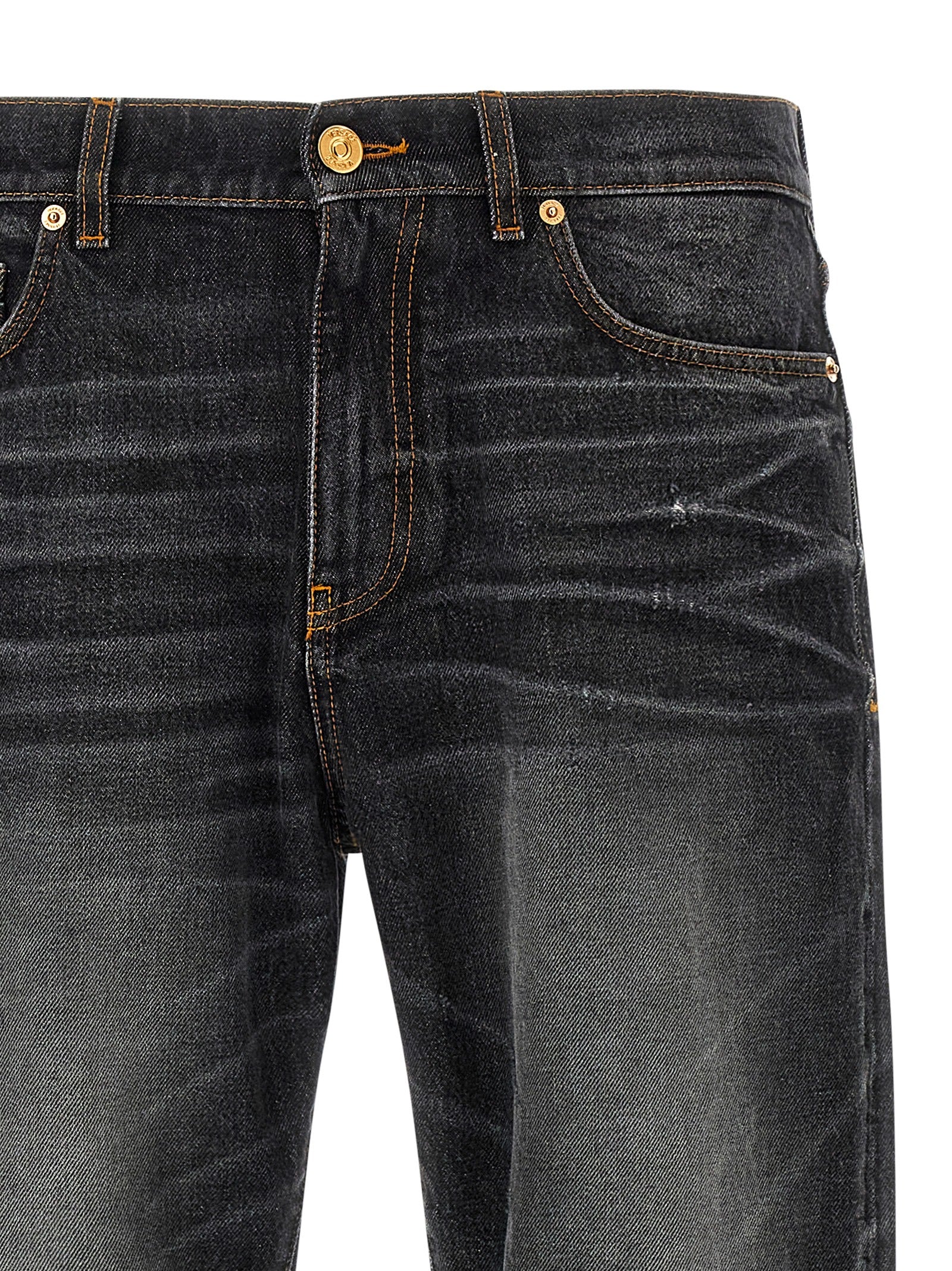 Versace Schwarze Baumwoll-Jeans mit geradem Bein