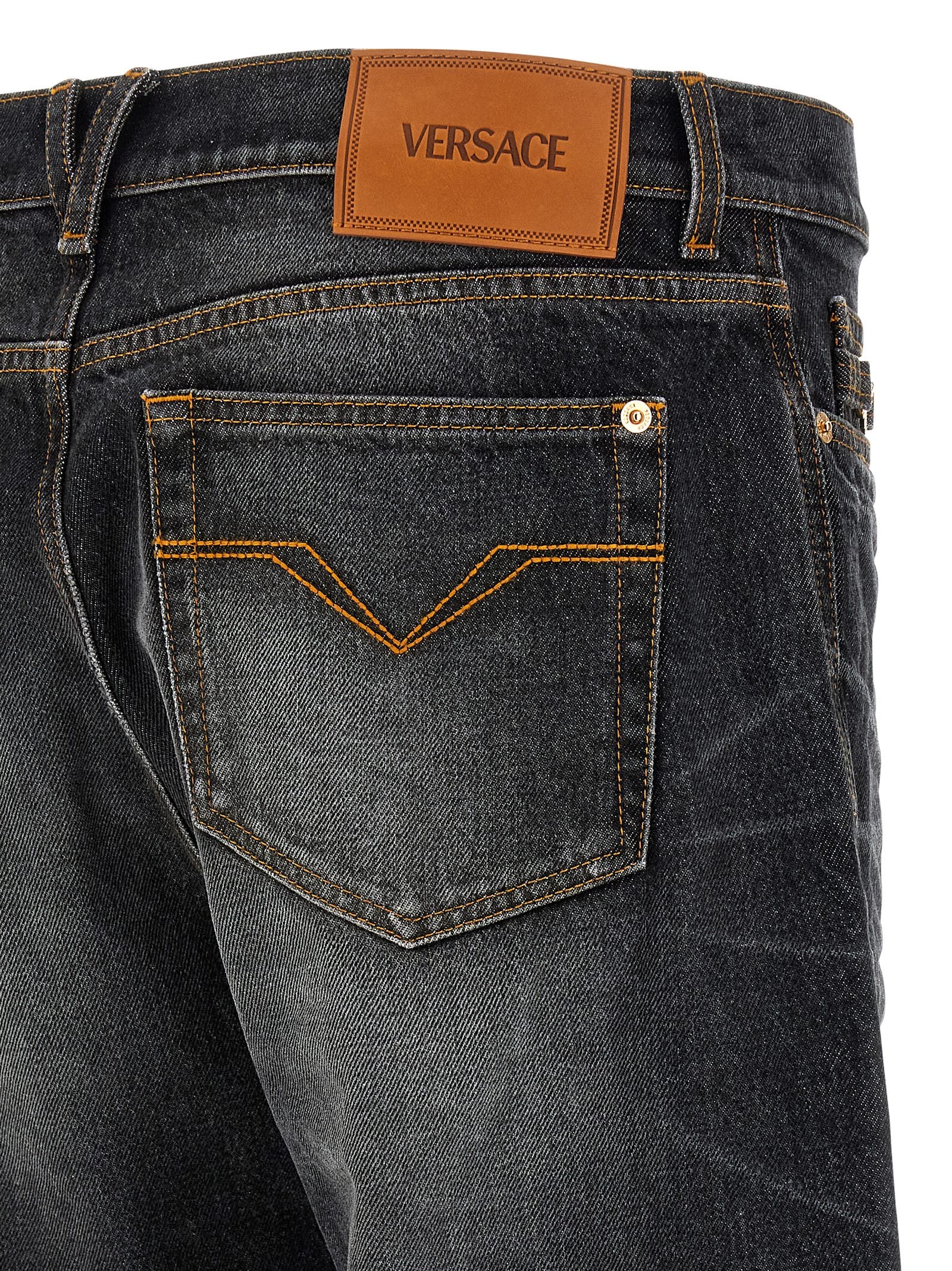 Versace Schwarze Baumwoll-Jeans mit geradem Bein