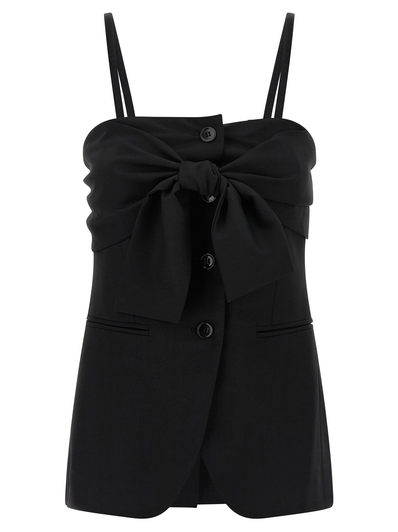 Max Mara Schwarze Tanktops aus reiner Schurwolle