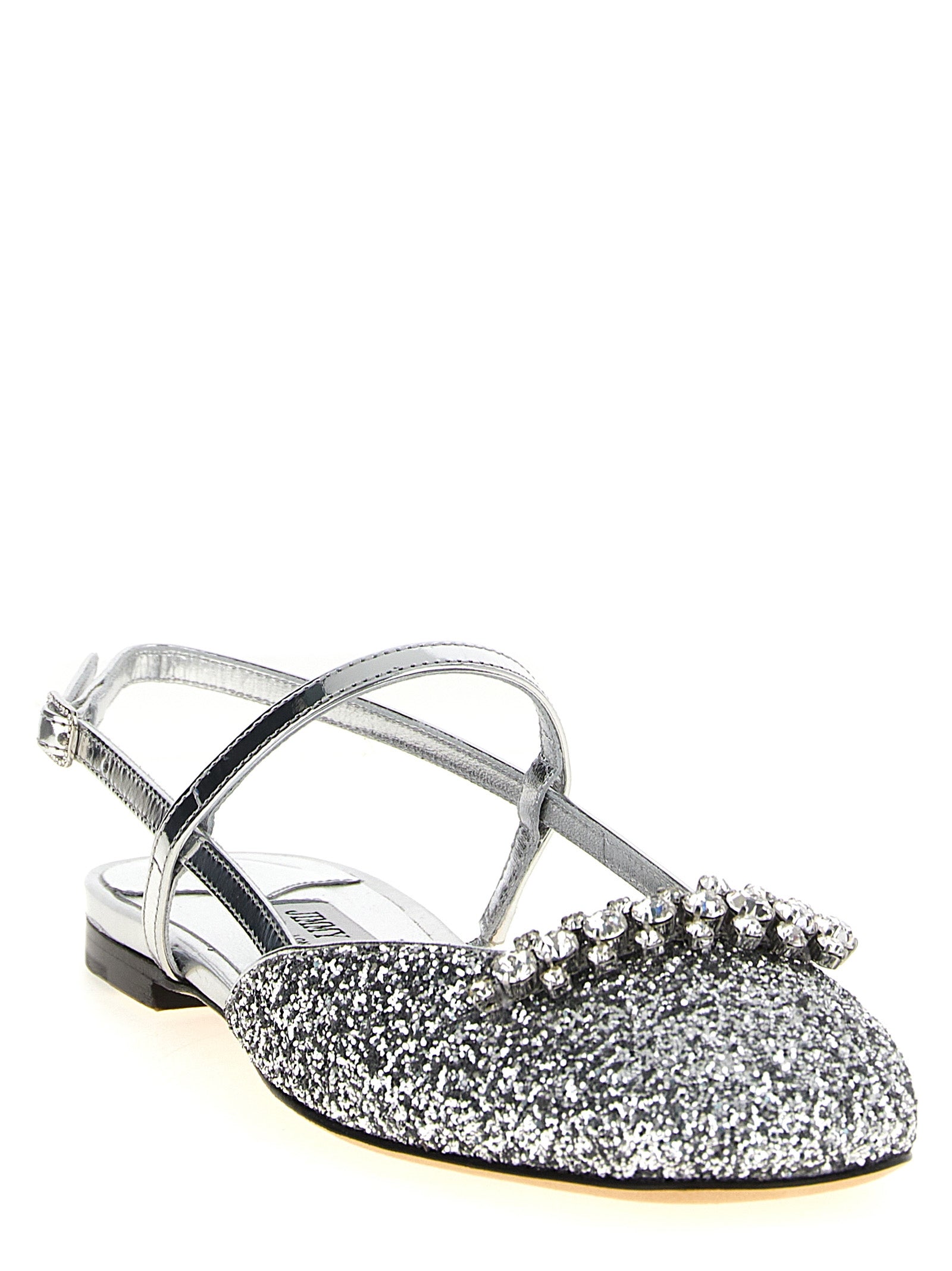 Jimmy Choo Silberne Tencel Ballerinas