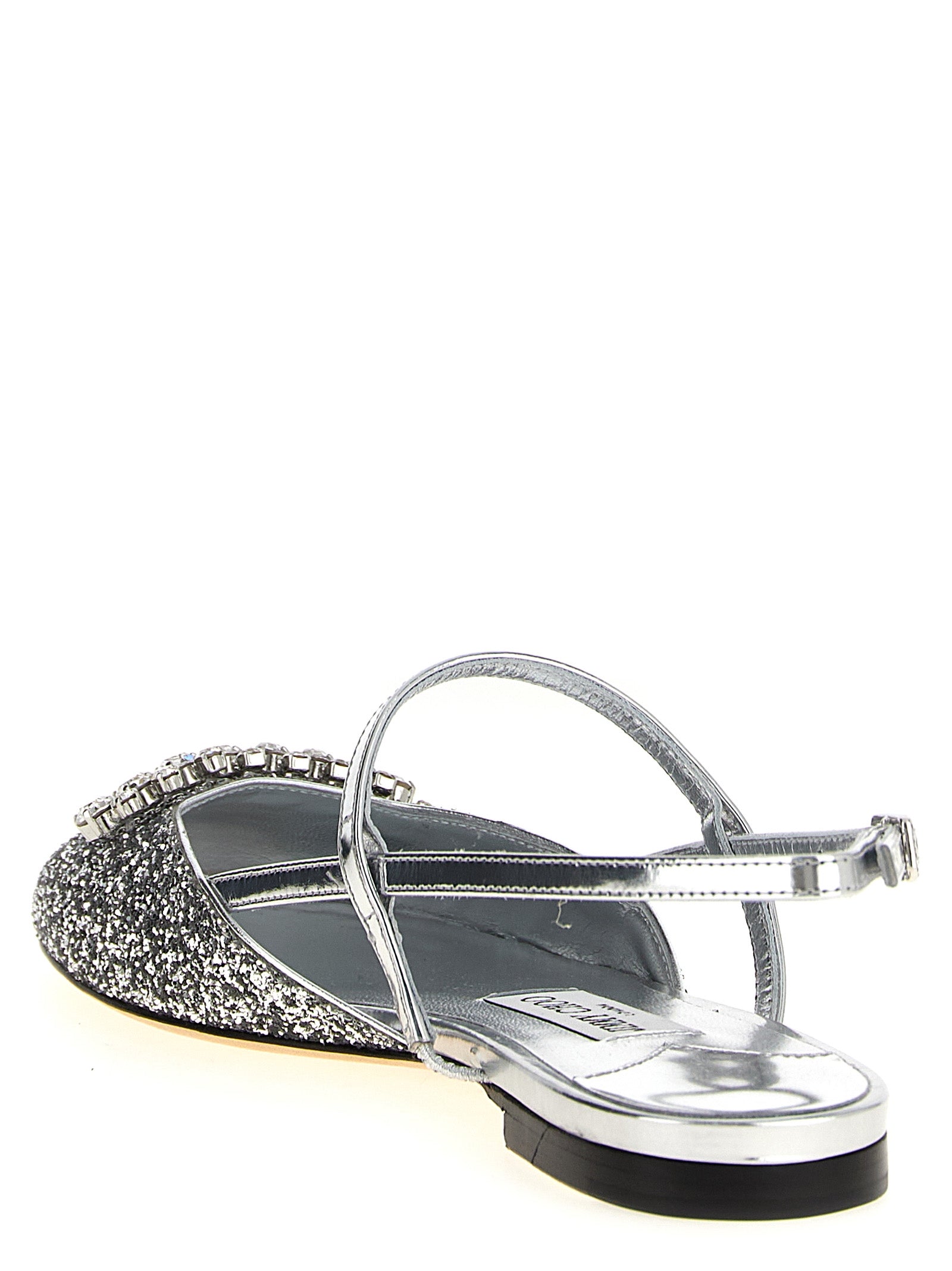 Jimmy Choo Silberne Tencel Ballerinas