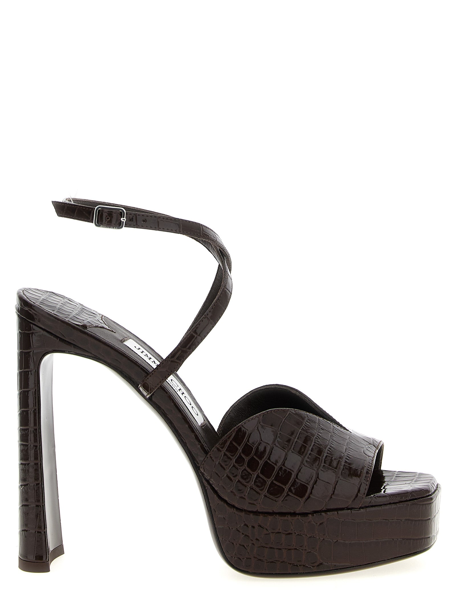 Jimmy Choo Braune Ledersandalen mit Stilettoabsatz