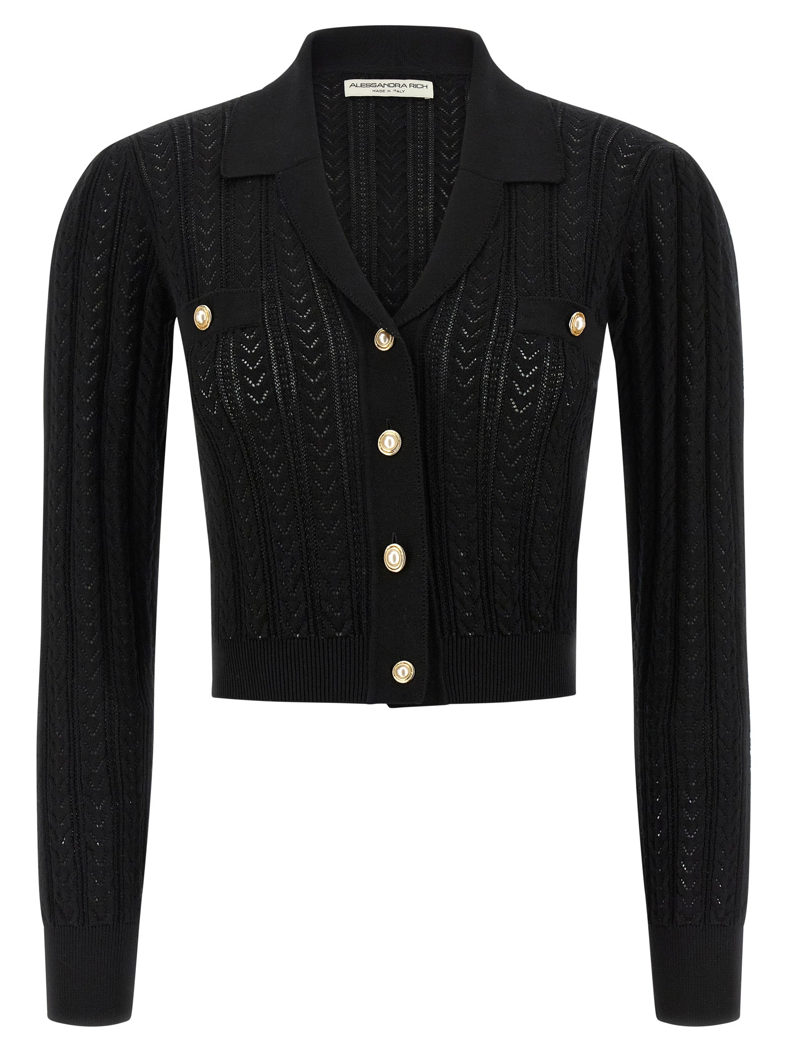 Alessandra Rich Schwarzer Baumwollcardigan