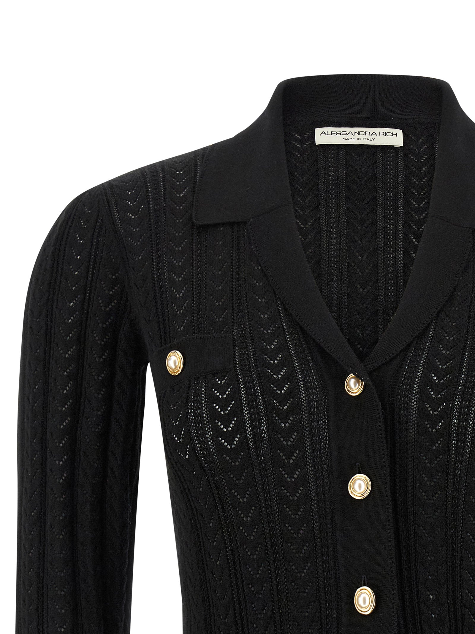 Alessandra Rich Schwarzer Baumwollcardigan