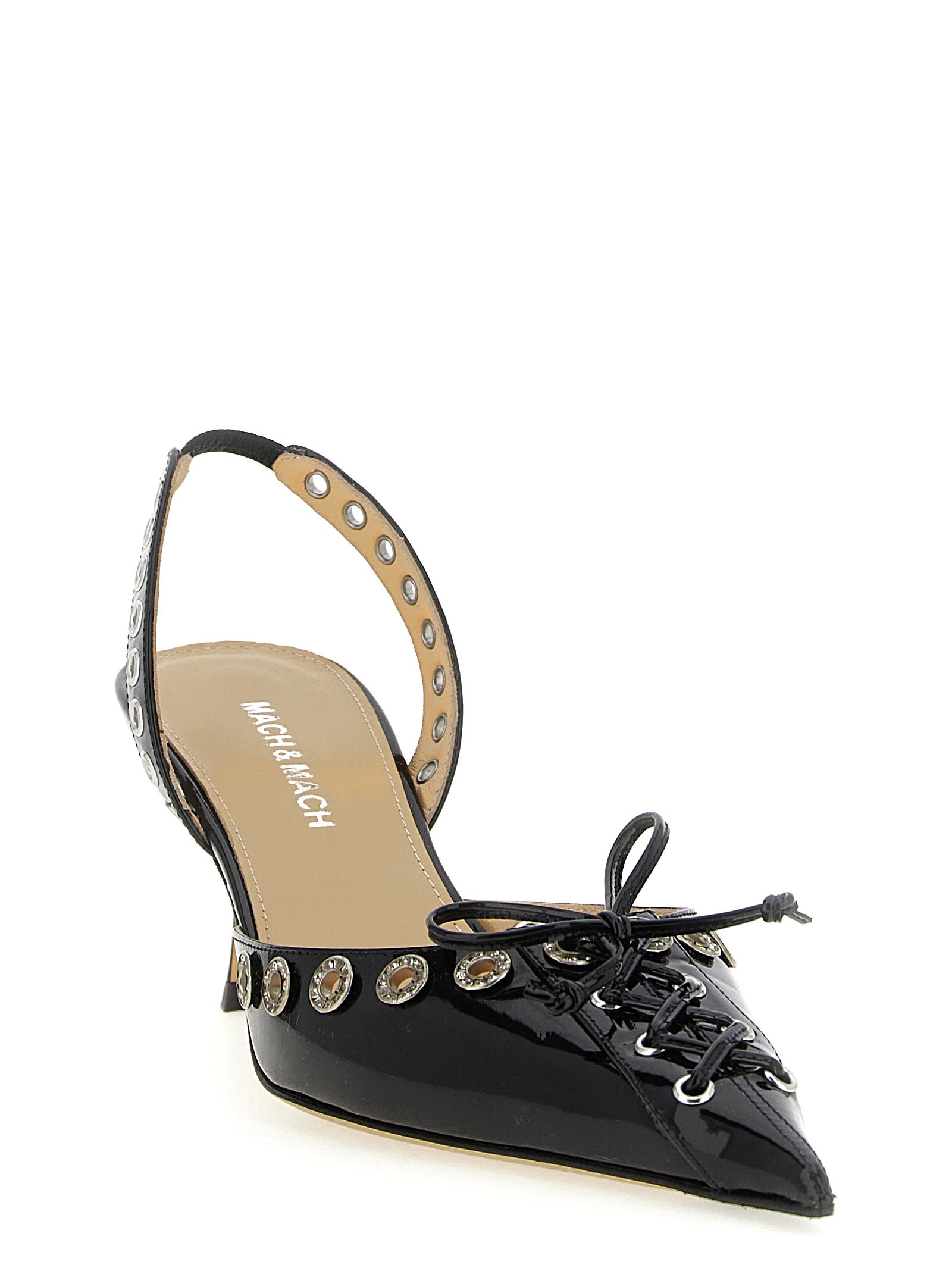 MACH & MACH Schwarze Pumps aus Kalbsleder mit mittlerem Absatz