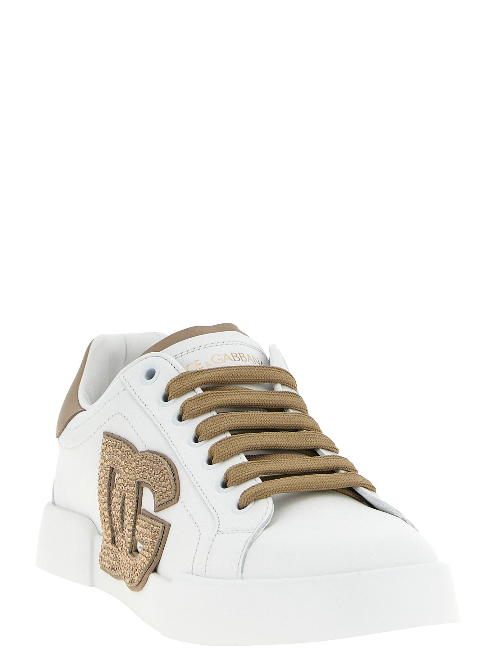 Dolce & Gabbana Beige Kalbsleder-Sneakers