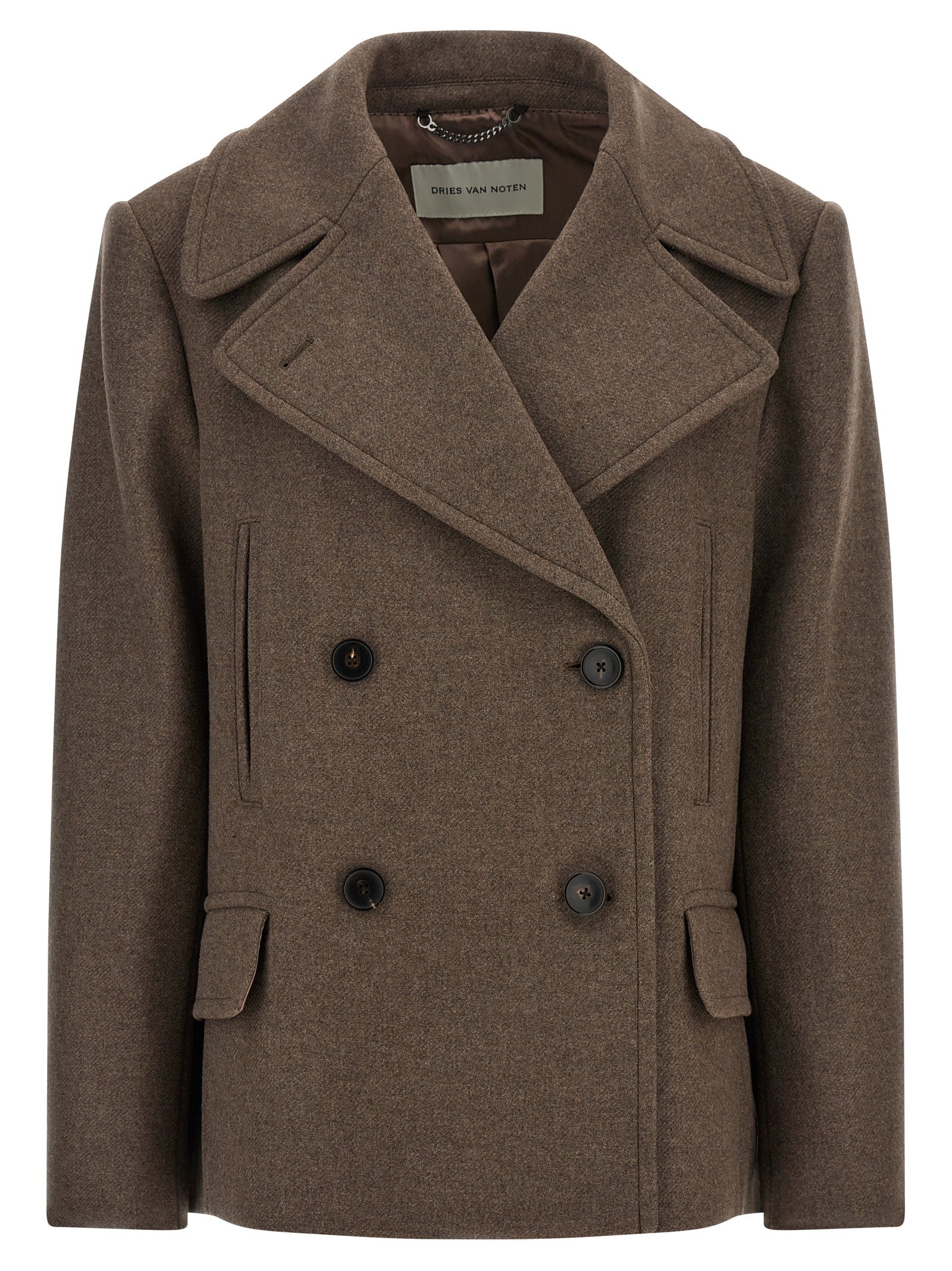 Dries Van Noten Brauner Wollmantel