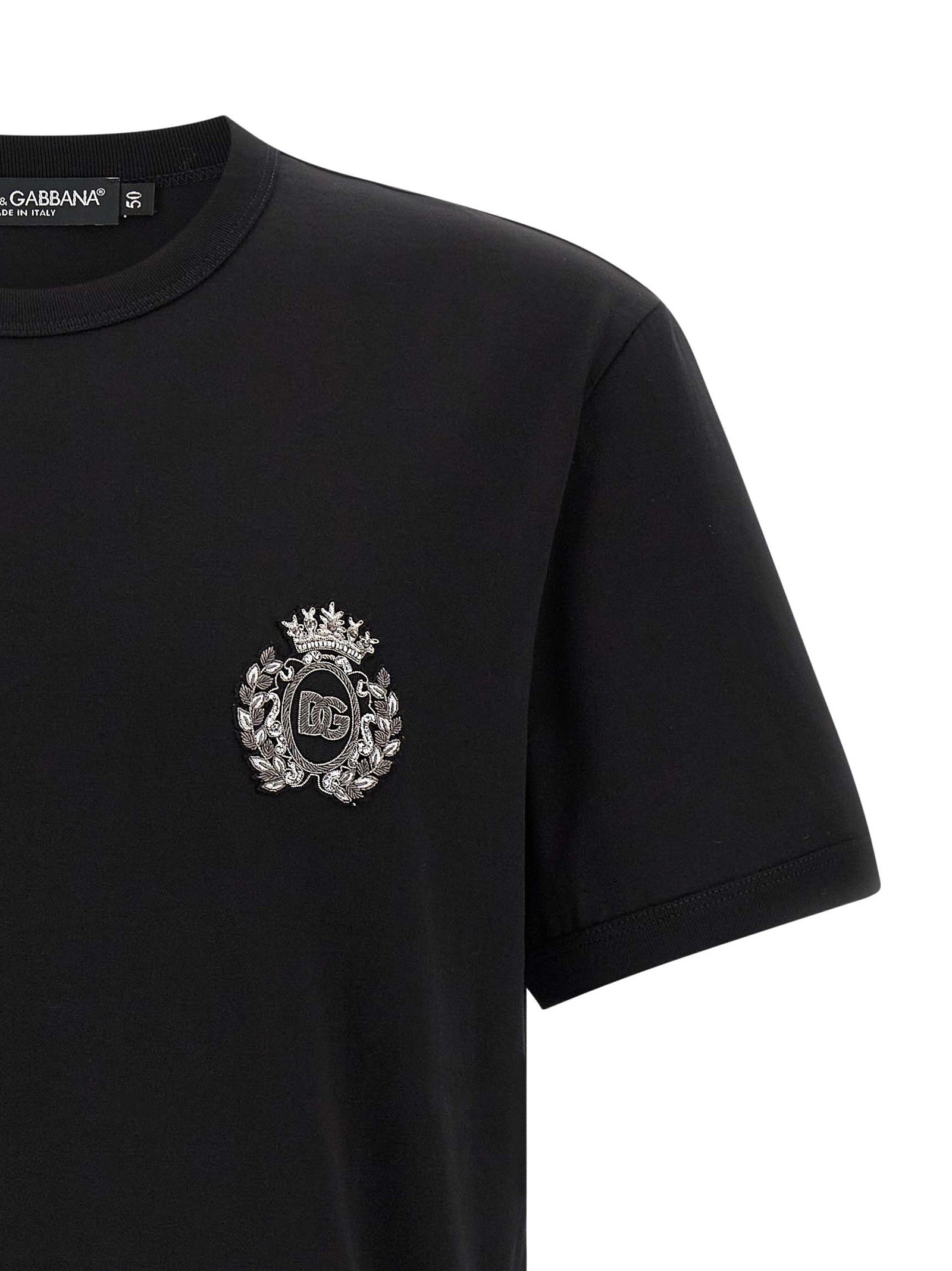 Dolce & Gabbana Schwarzes Baumwoll-T-Shirt