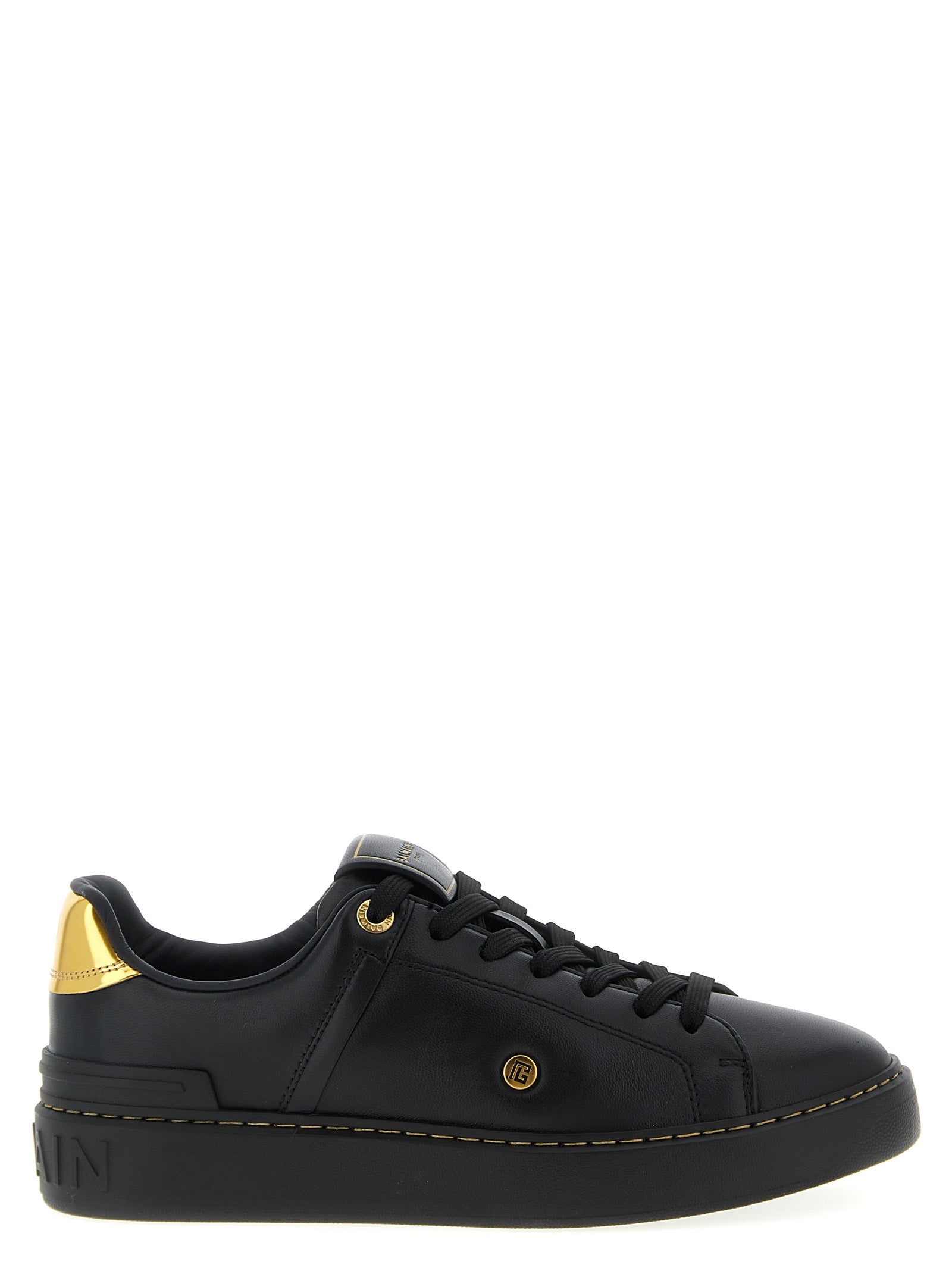 Balmain Schwarze Sneaker aus Lammleder, Low-Top