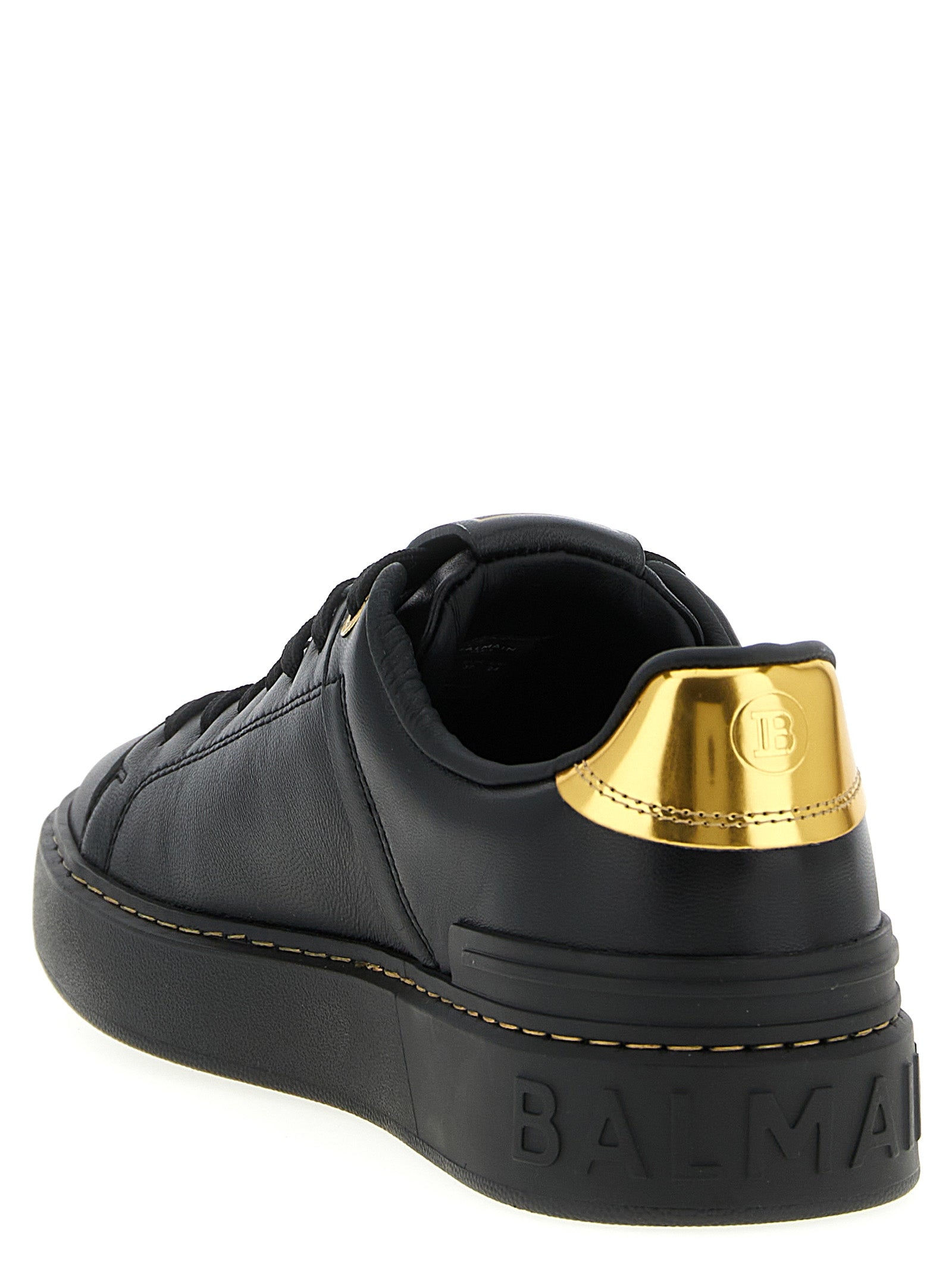 Balmain Schwarze Sneaker aus Lammleder, Low-Top