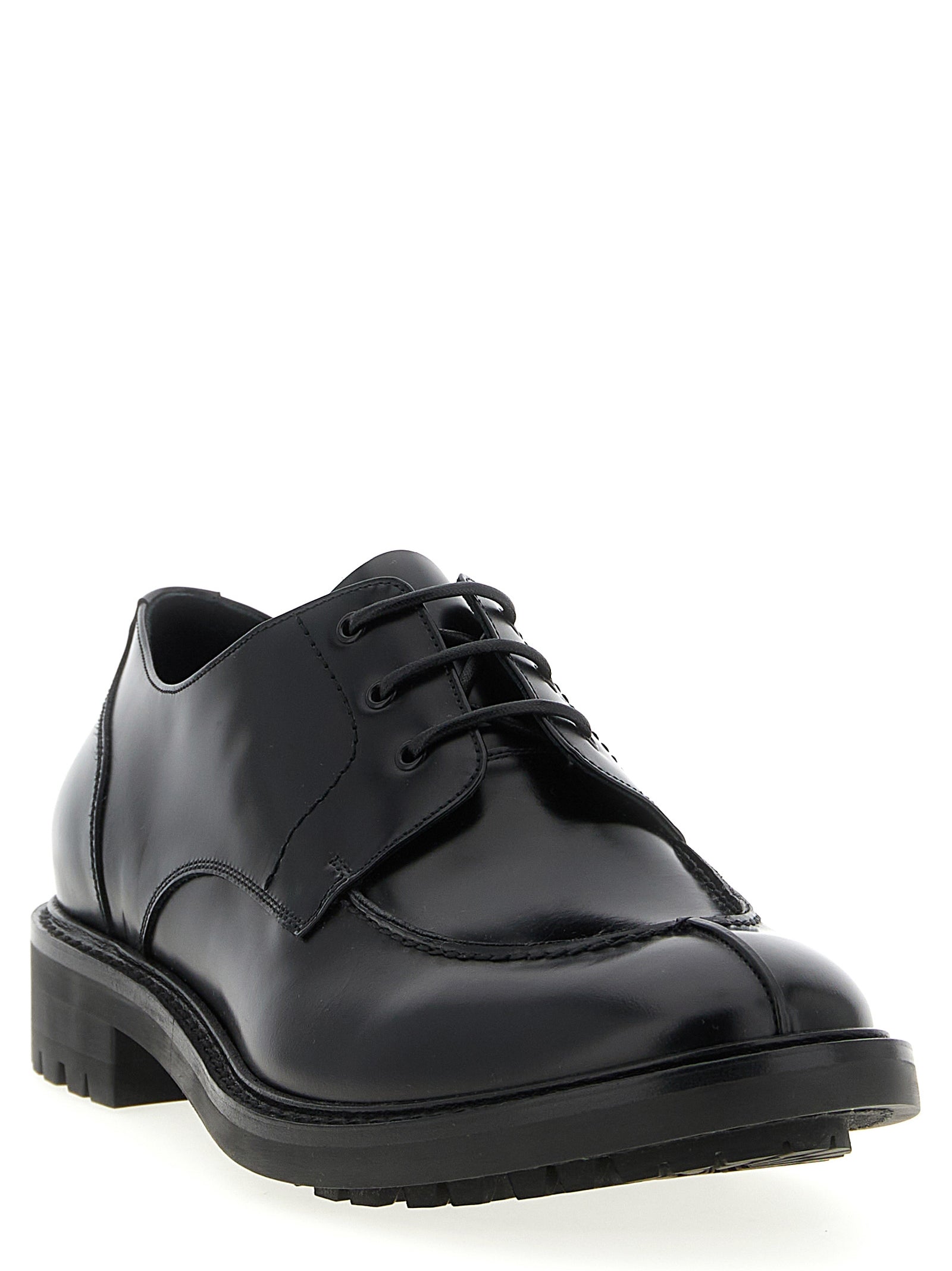 Saint Laurent Schwarze Oxford- und Derby-Schuhe aus Kalbsleder