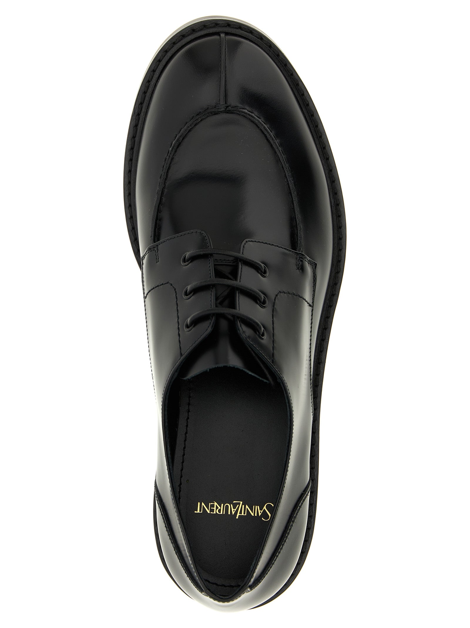 Saint Laurent Schwarze Oxford- und Derby-Schuhe aus Kalbsleder
