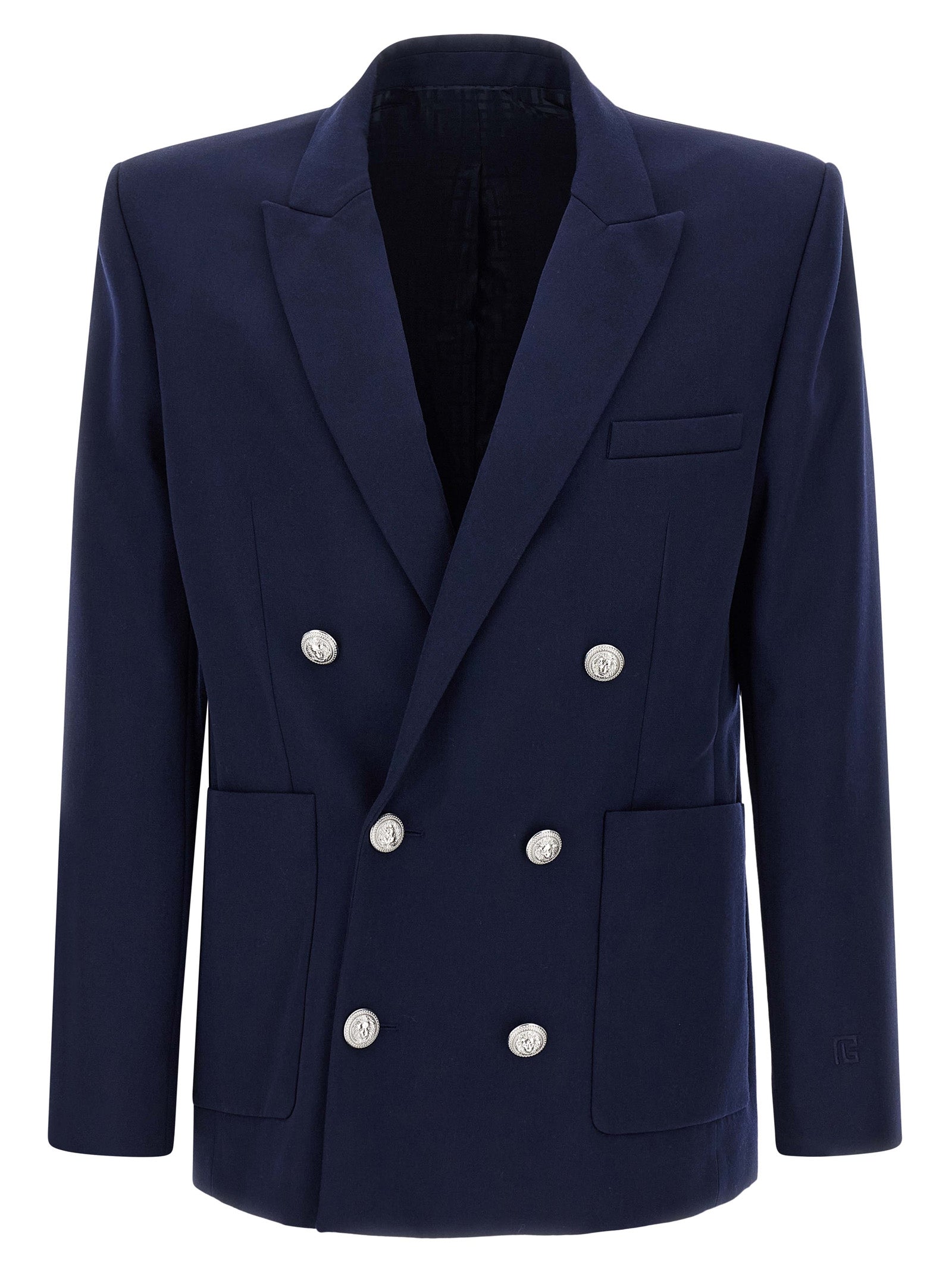 Balmain Blaues Sakko aus reiner Schurwolle
