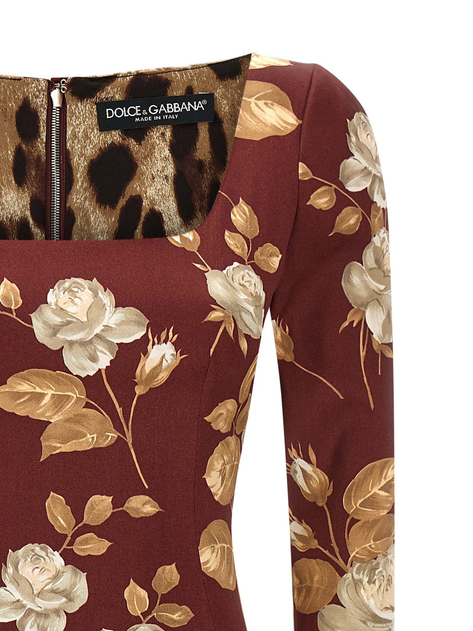 Dolce & Gabbana Mehrfarbiges Midi-Kleid aus Elasthan