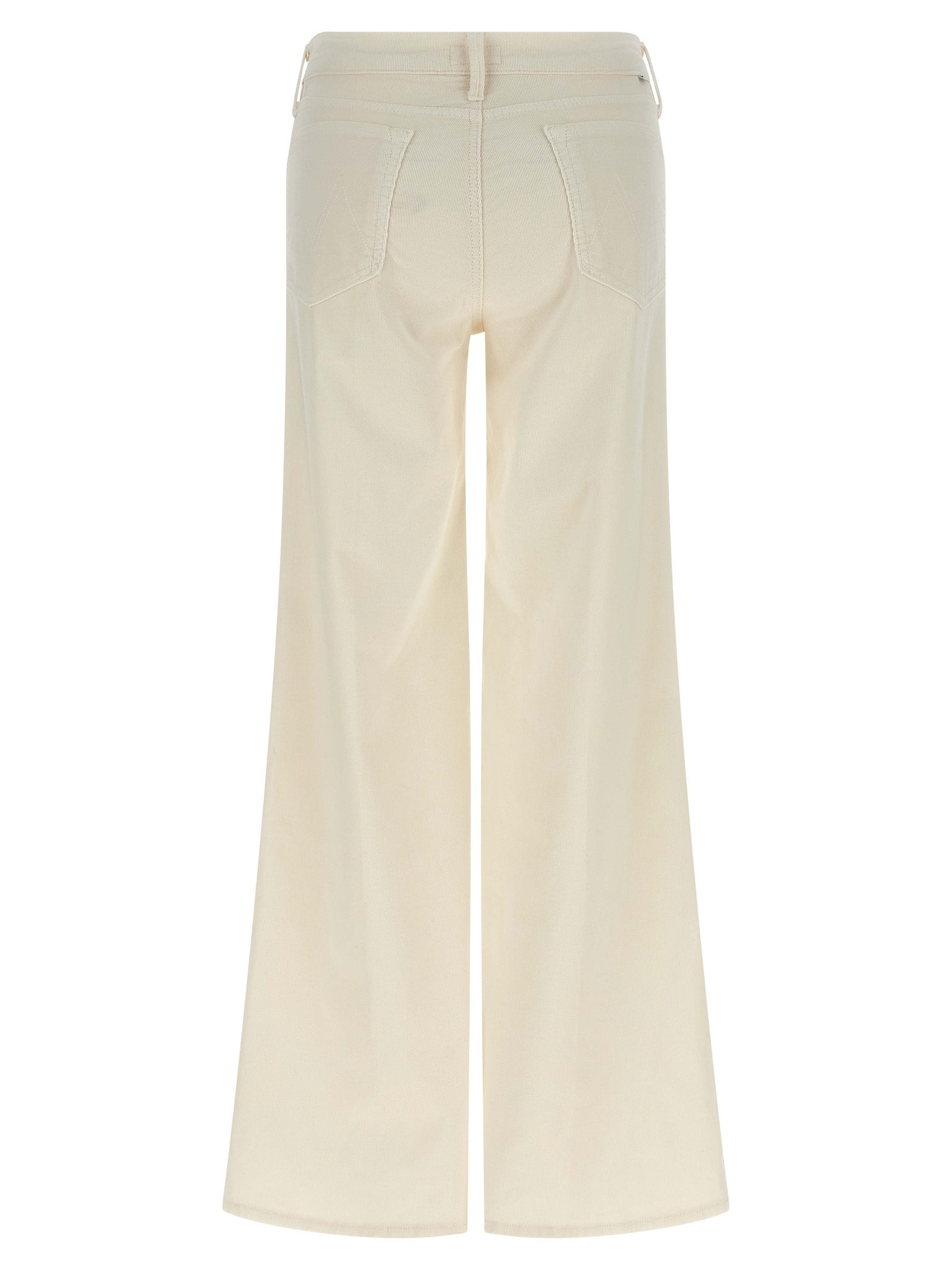Mother Denim Weiße Baumwoll-Hosen mit weitem Bein