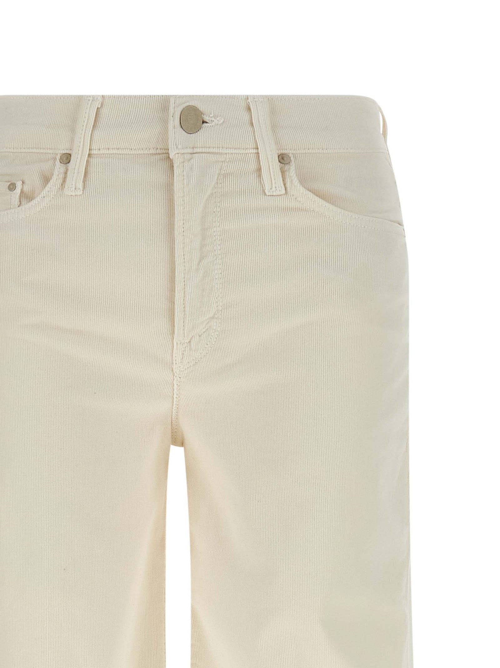 Mother Denim Weiße Baumwoll-Hosen mit weitem Bein