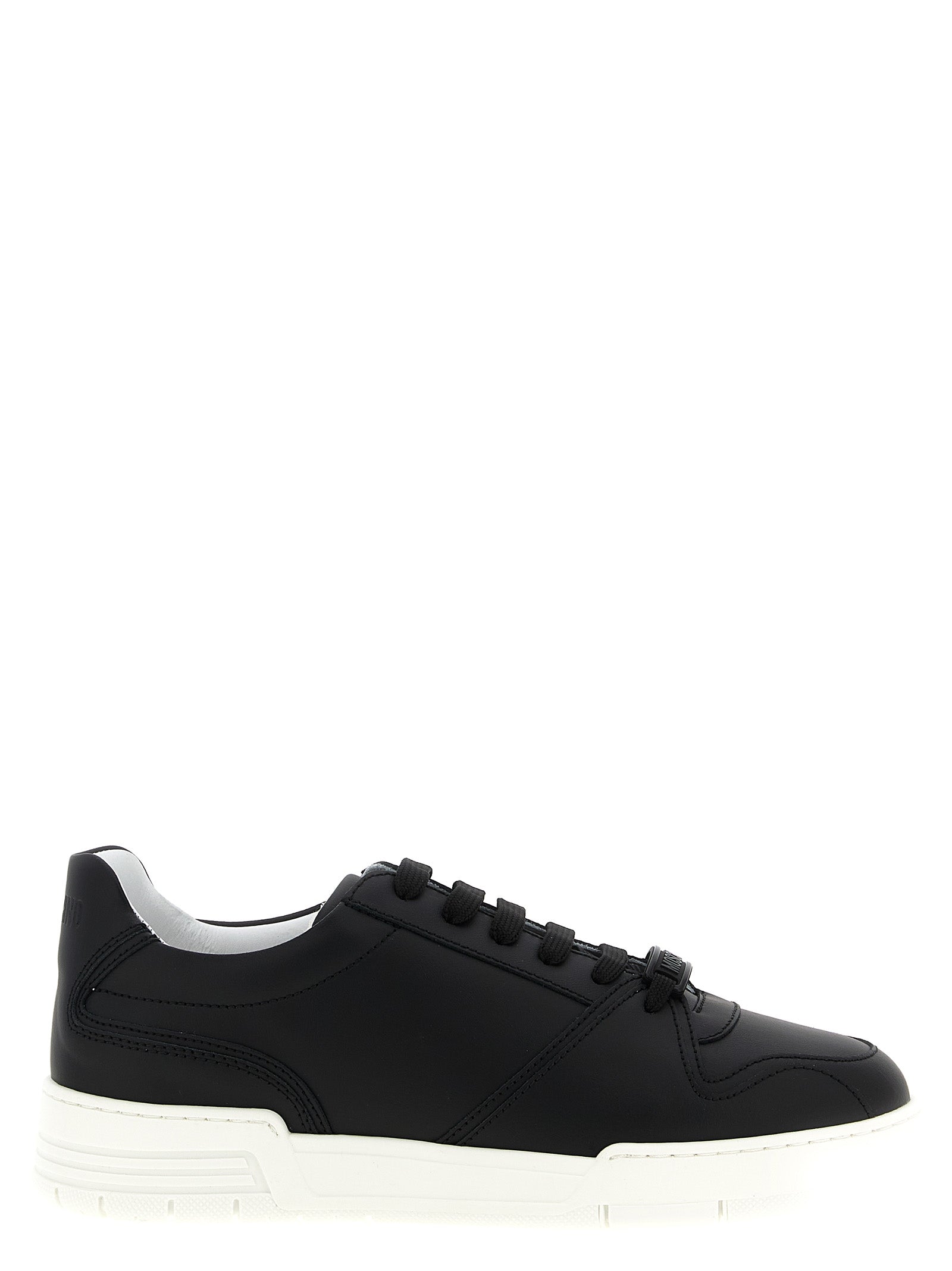 Moschino Schwarze Leder Low-Top-Sneaker