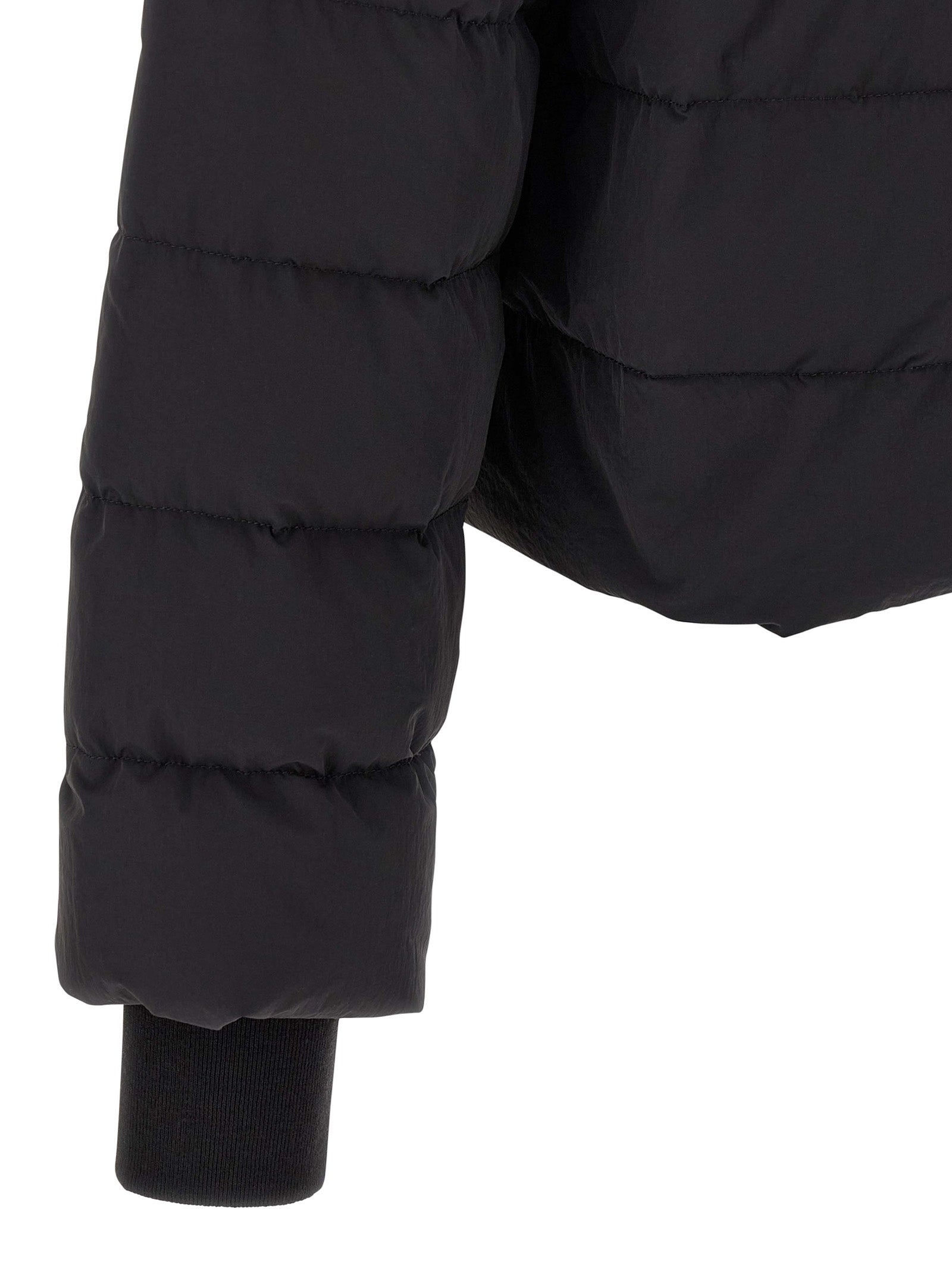 Rick Owens Schwarze Nylon-Jacke in voller Länge
