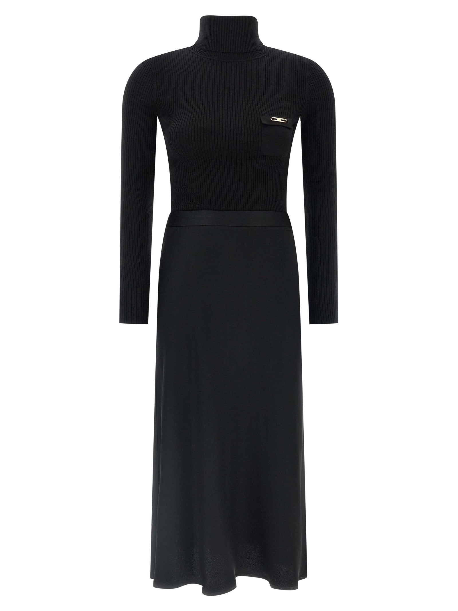 Elisabetta Franchi Schwarzes Lycra Midikleid