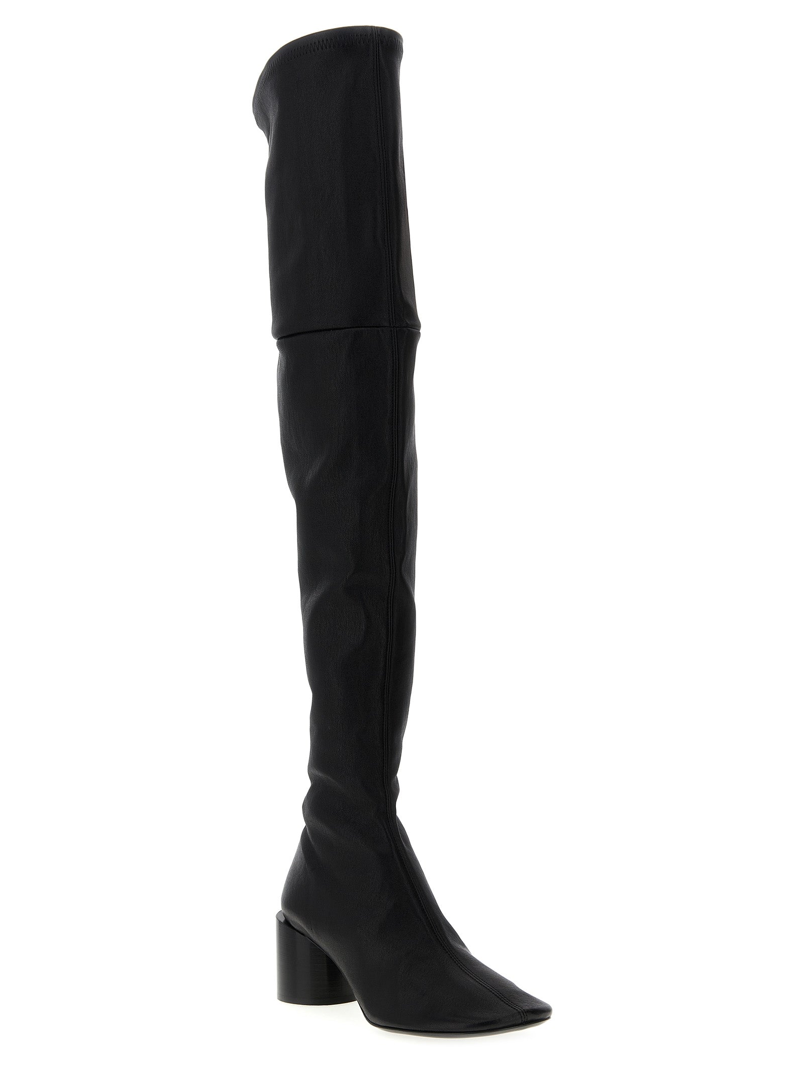 Jil Sander Schwarze Leder Overknee-Stiefel