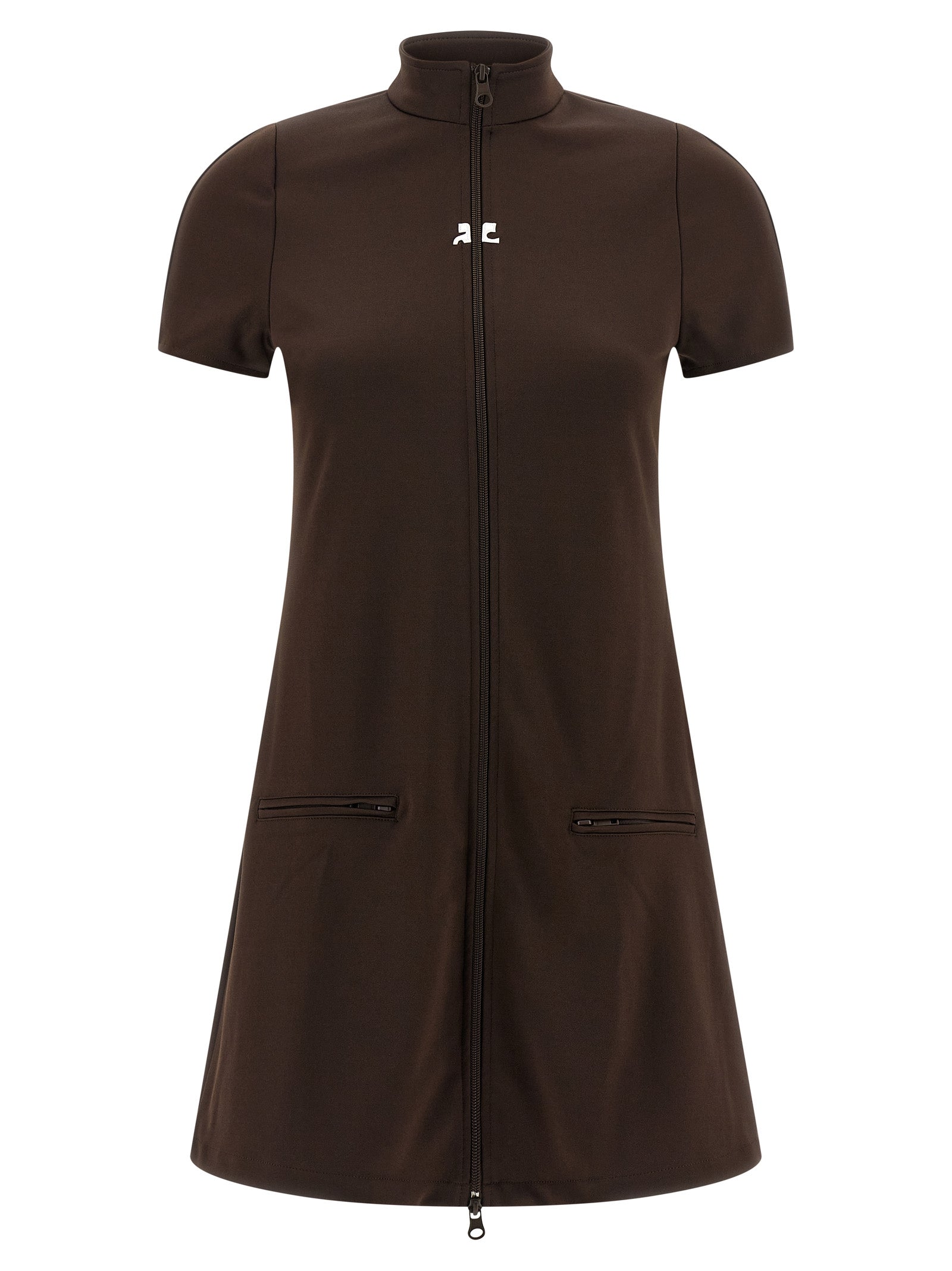 Courrèges Kurzes Braunes Kleid Aus Polyester