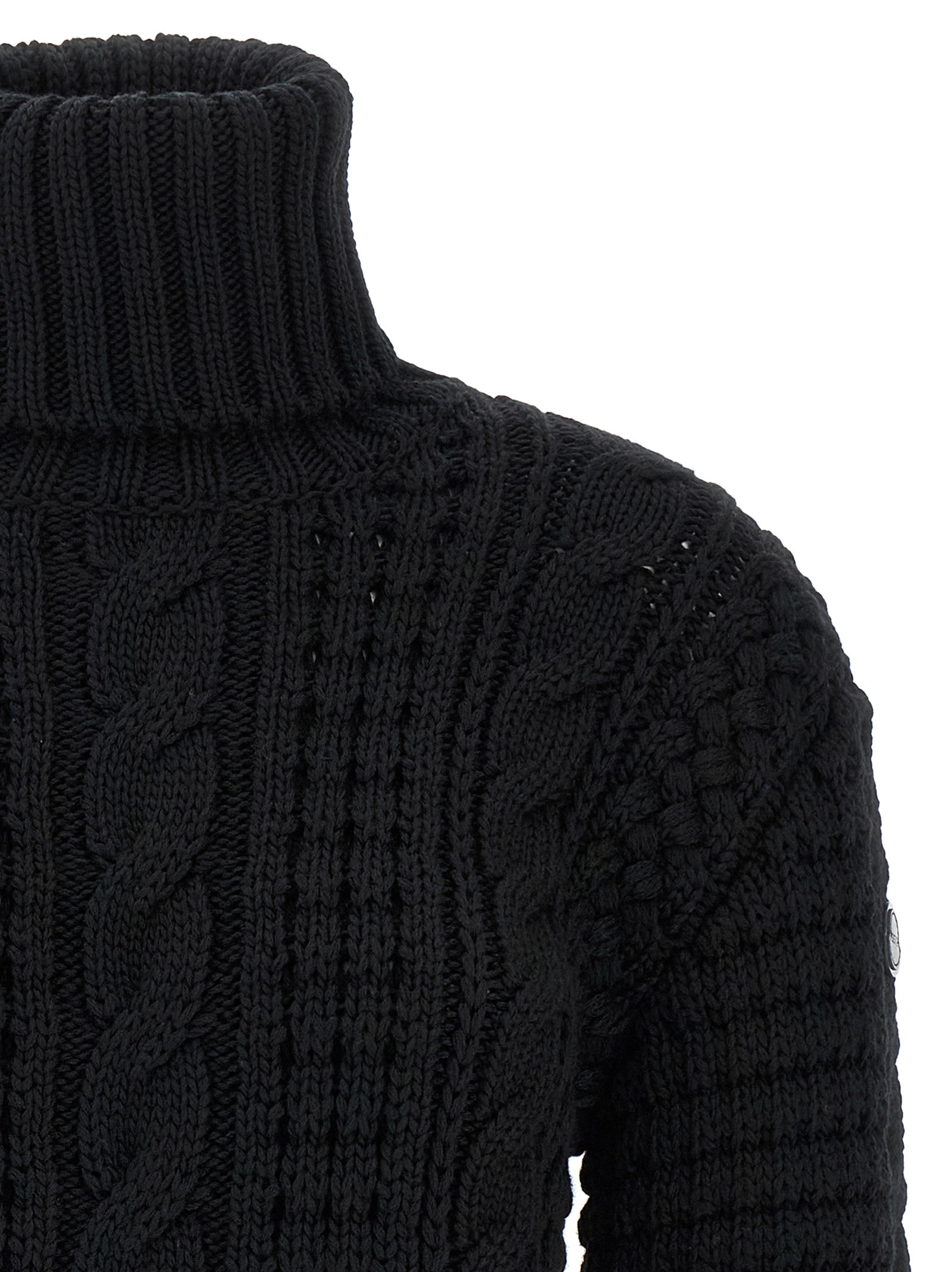 MONCLER GENIUS Schwarzer Cardigan aus Schurwolle