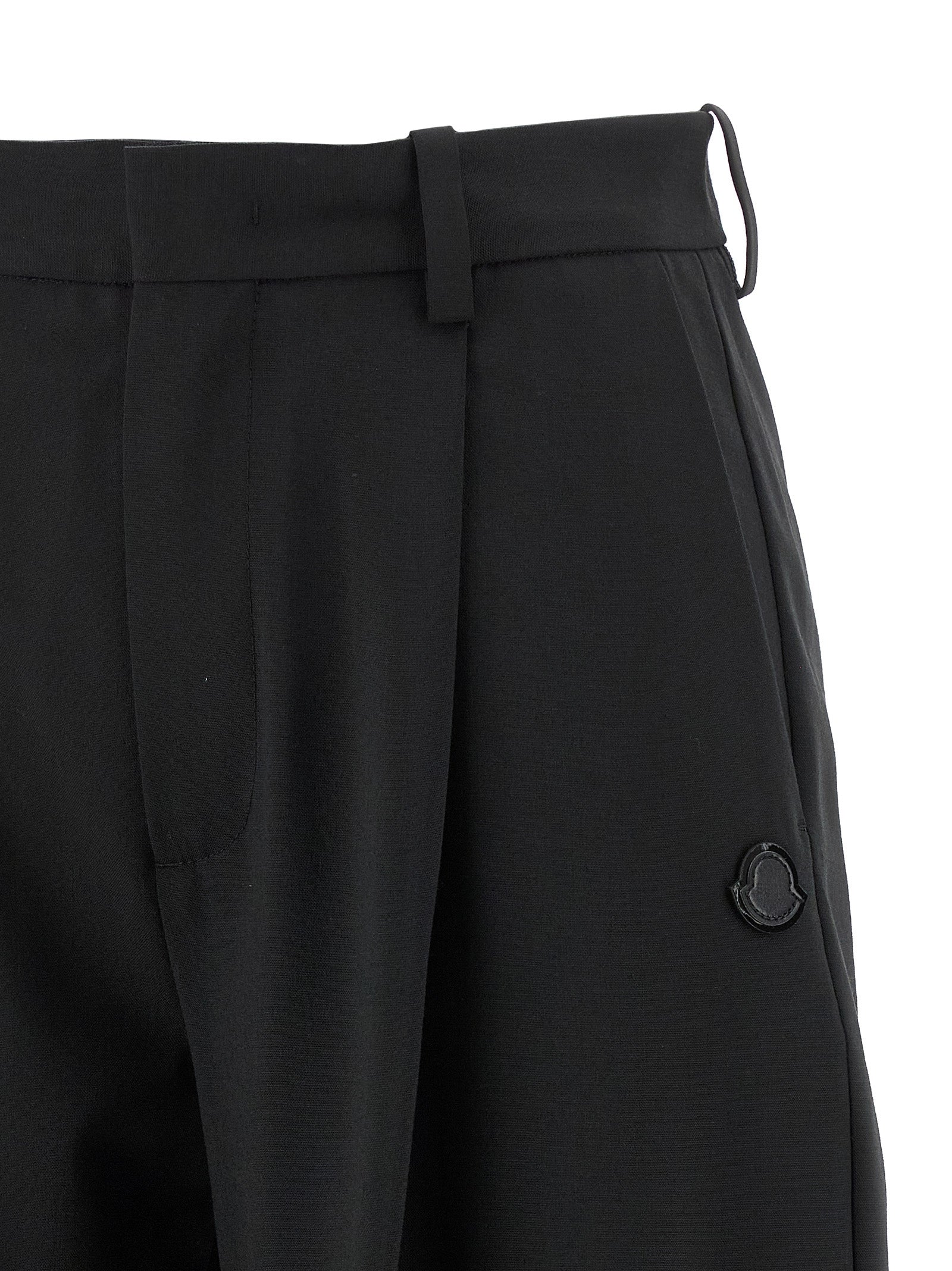 MONCLER GENIUS Schwarze Palazzo-Hose aus Polyester